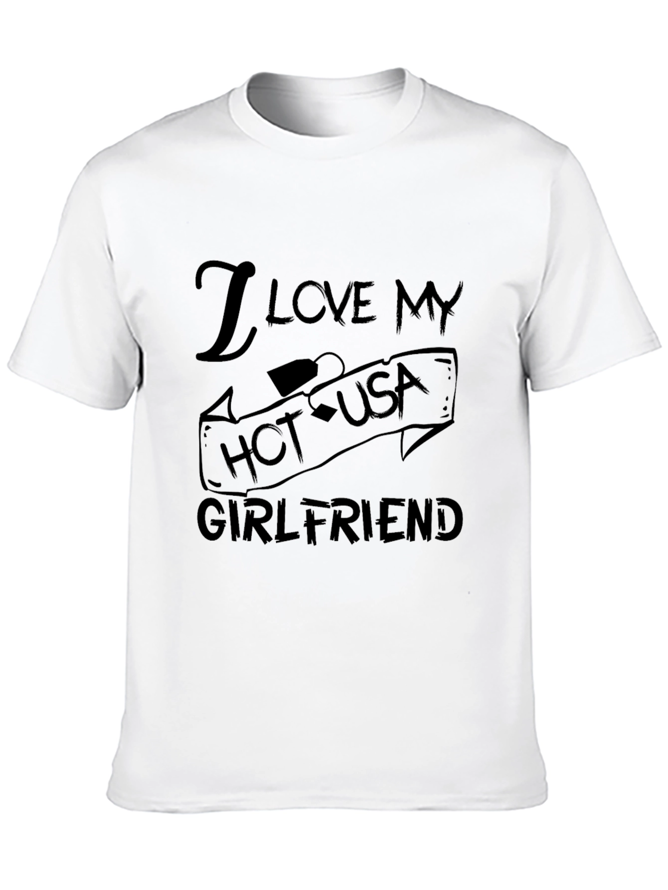I Love My Hot USA Girlfriend Black Graphic Tee