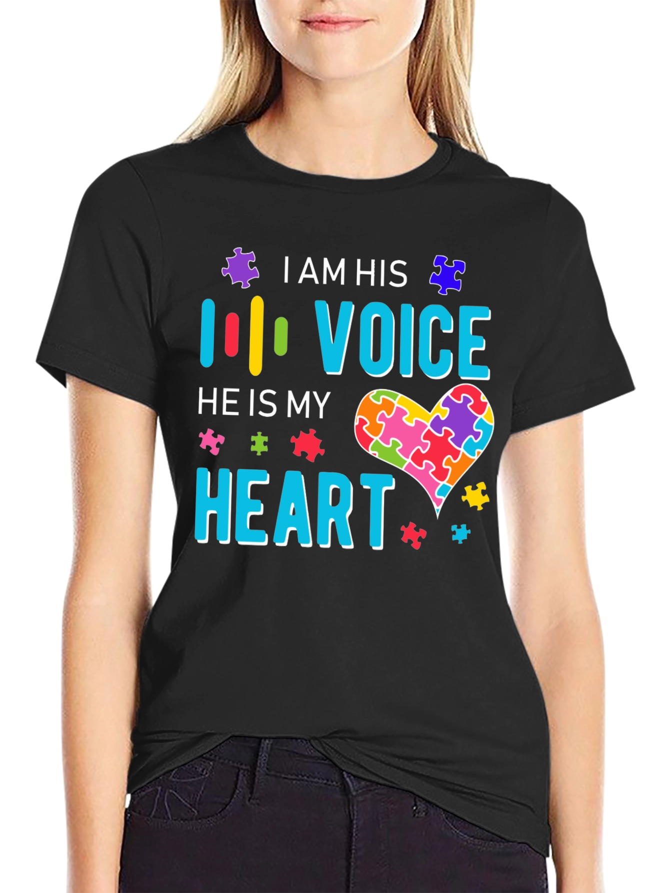 Autism Awareness T-Shirt - I Am His Voice He Is My Heart