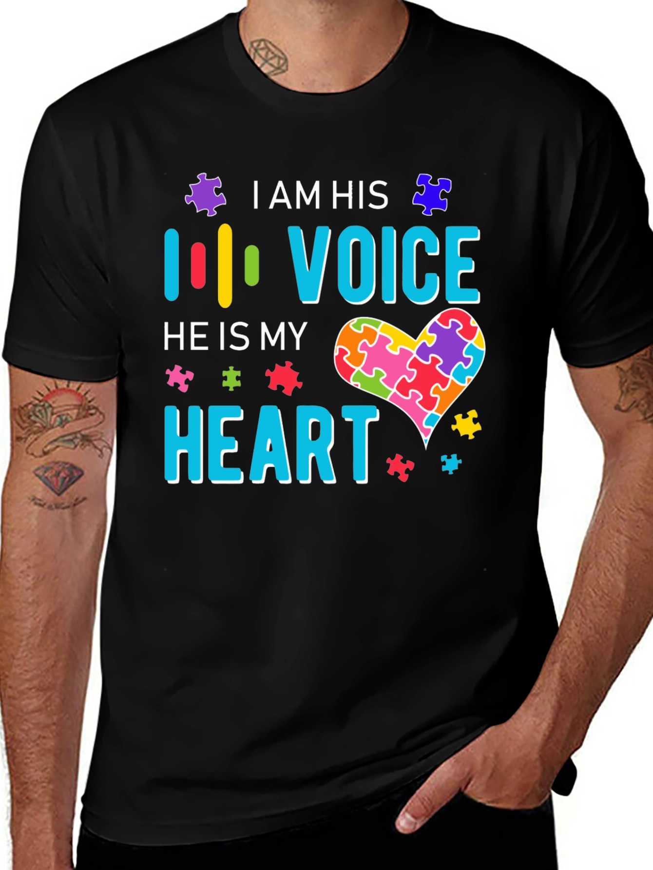 Autism Awareness T-Shirt - I Am His Voice He Is My Heart
