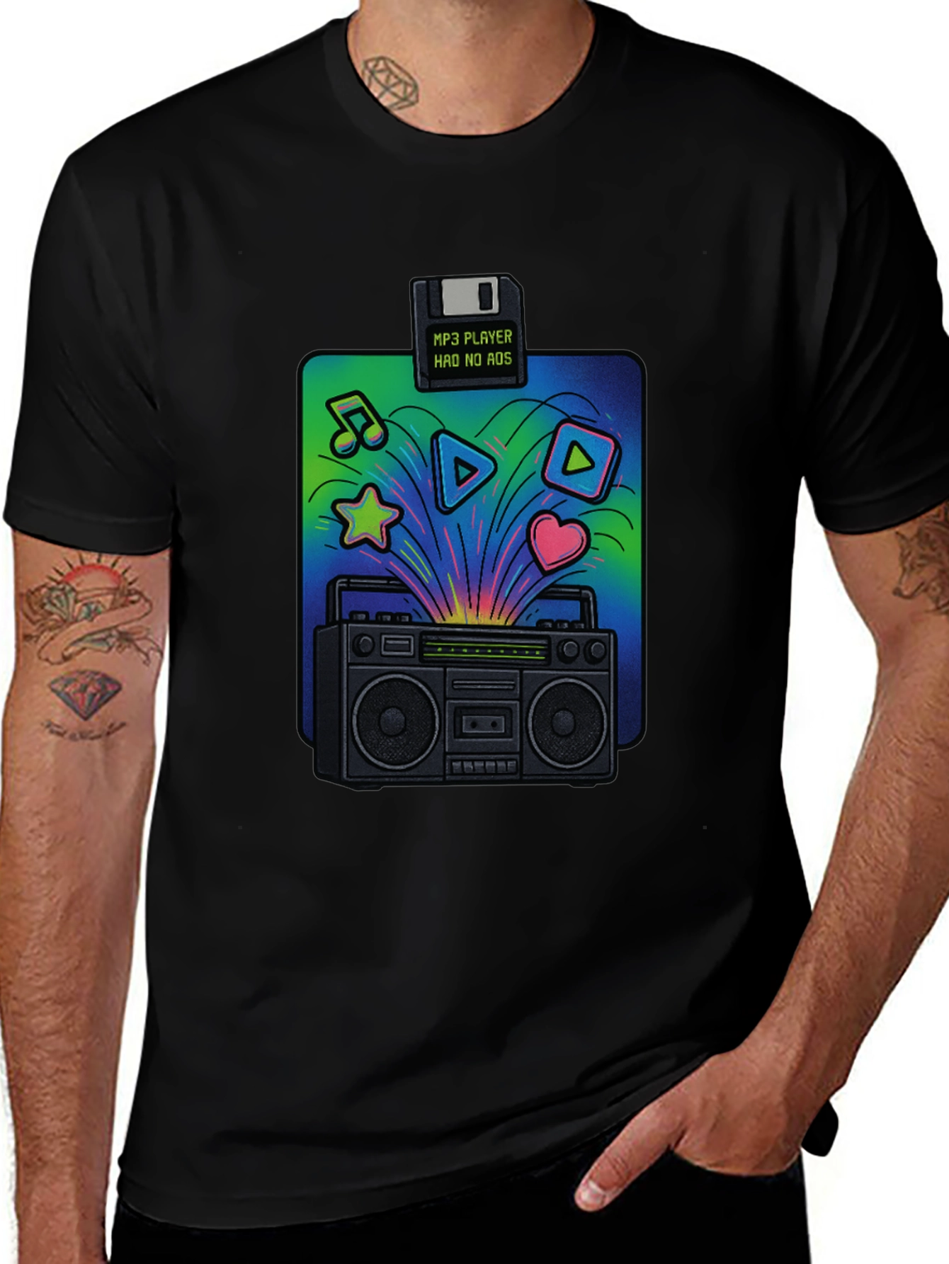 Retro Boombox T-Shirt: 80s Music Vibes
