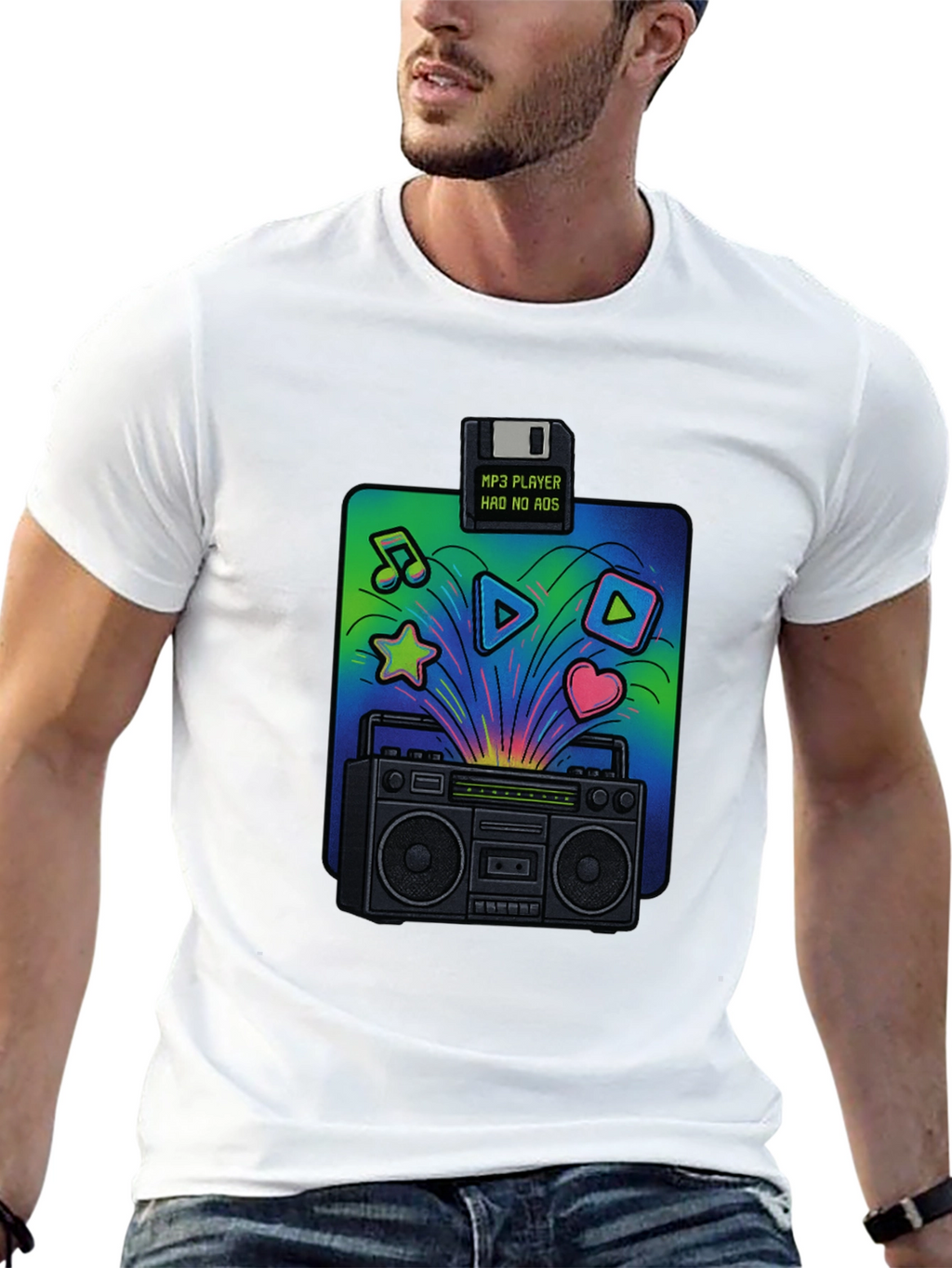 Retro Boombox T-Shirt: 80s Music Vibes