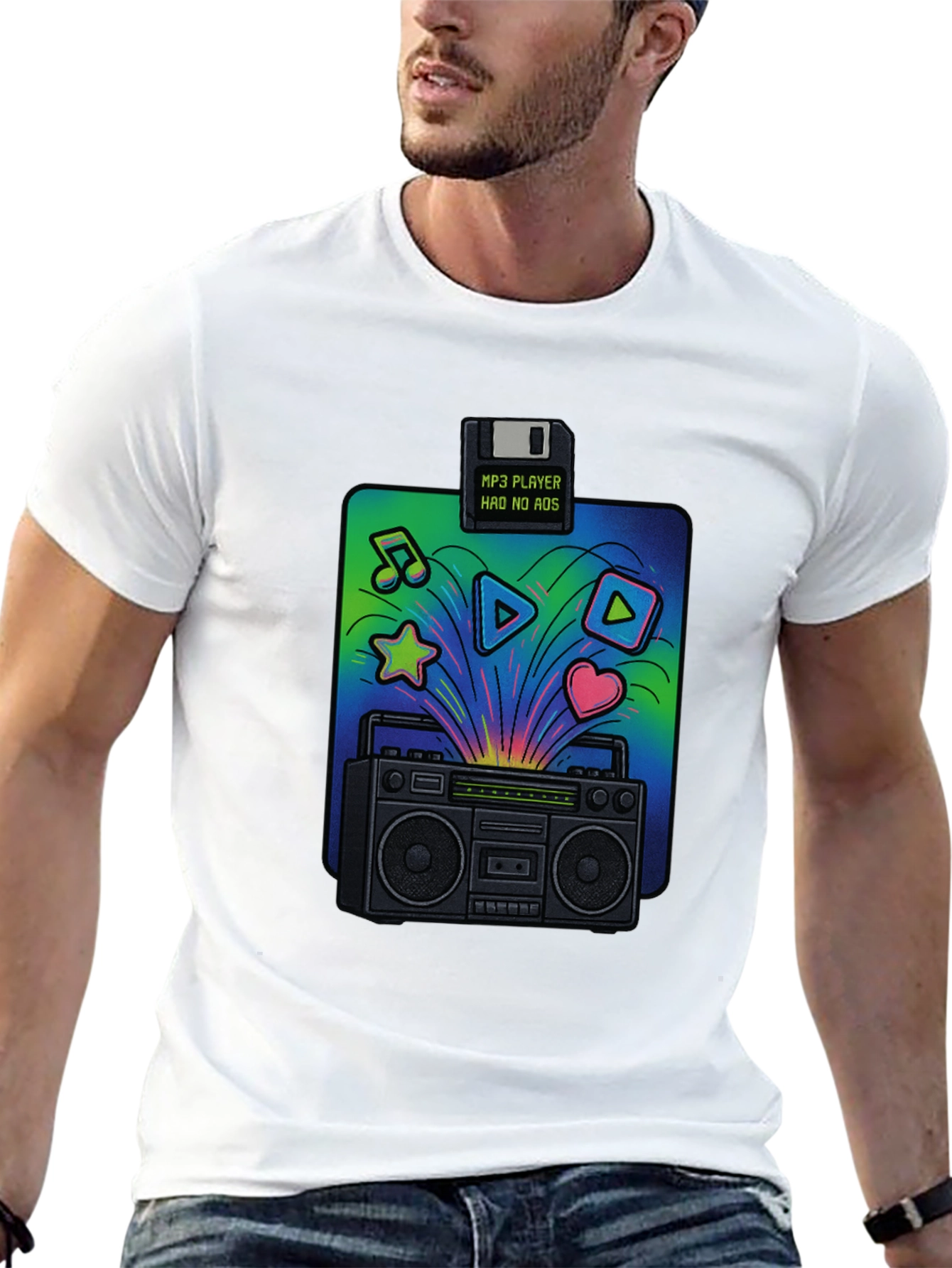 Retro Boombox T-Shirt: 80s Music Vibes