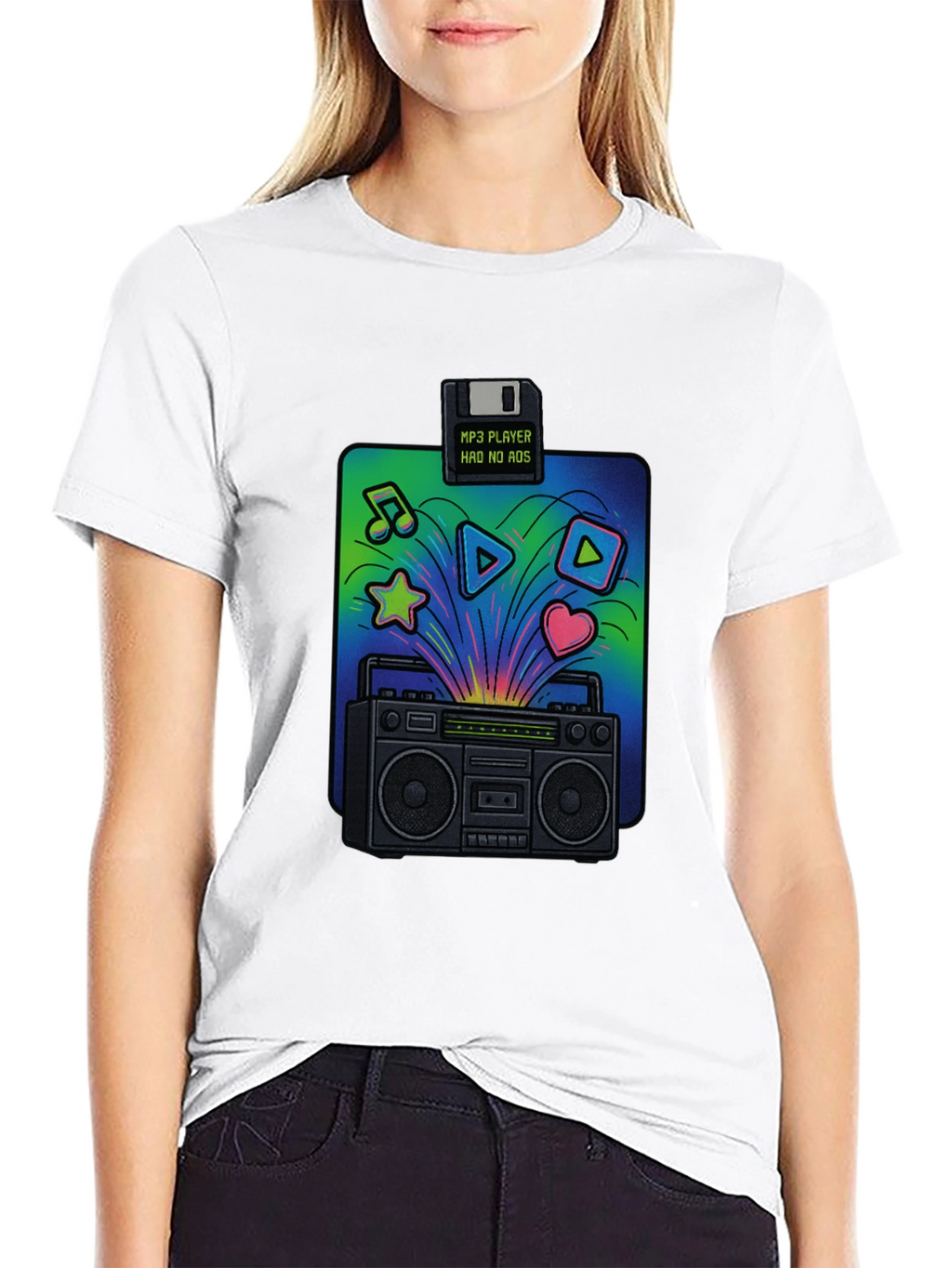 Retro Boombox T-Shirt: 80s Music Vibes