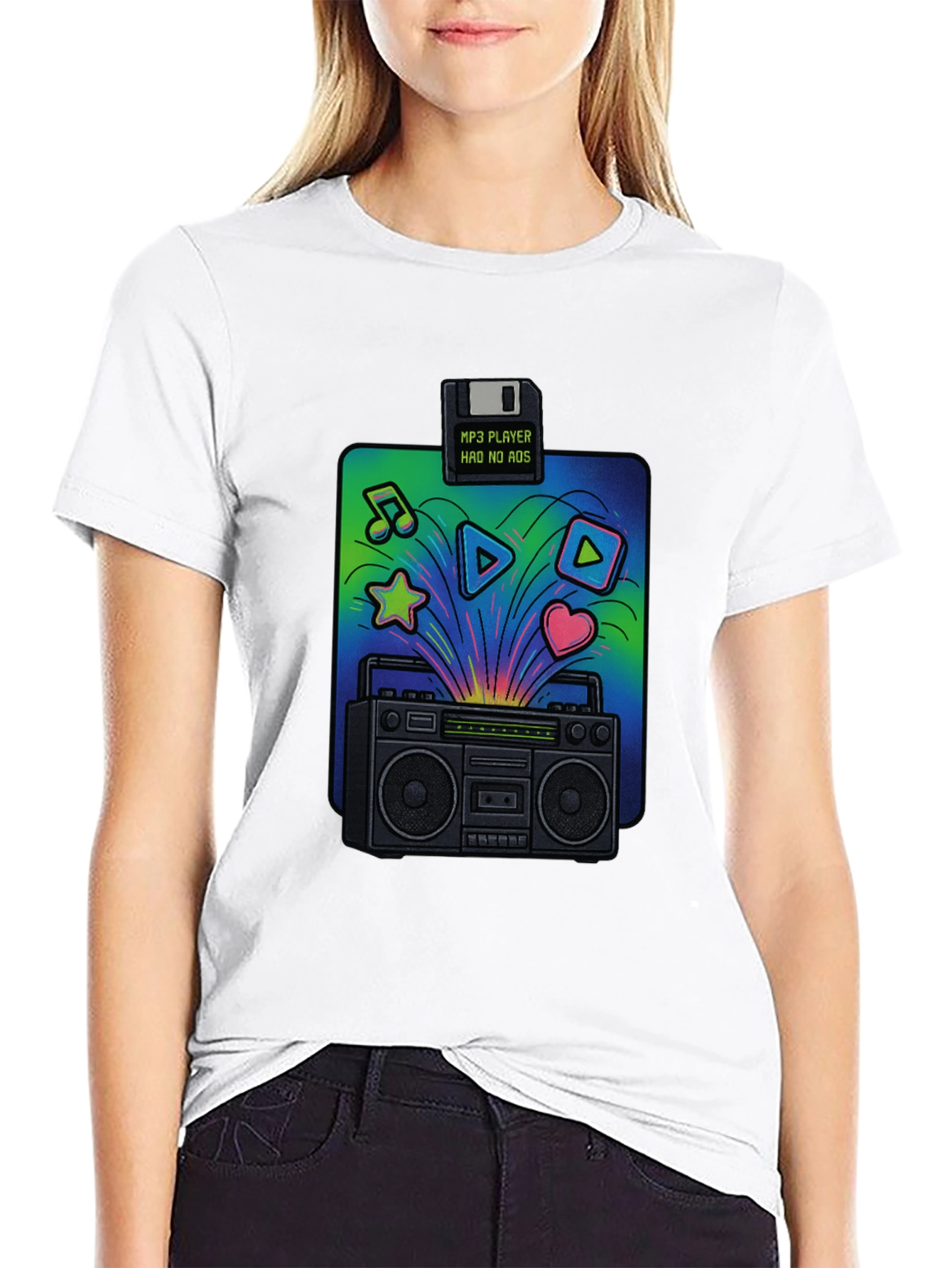 Retro Boombox T-Shirt: 80s Music Vibes