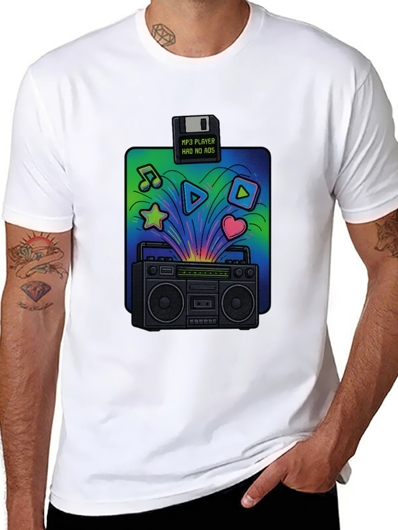 Retro Boombox T-Shirt: 80s Music Vibes