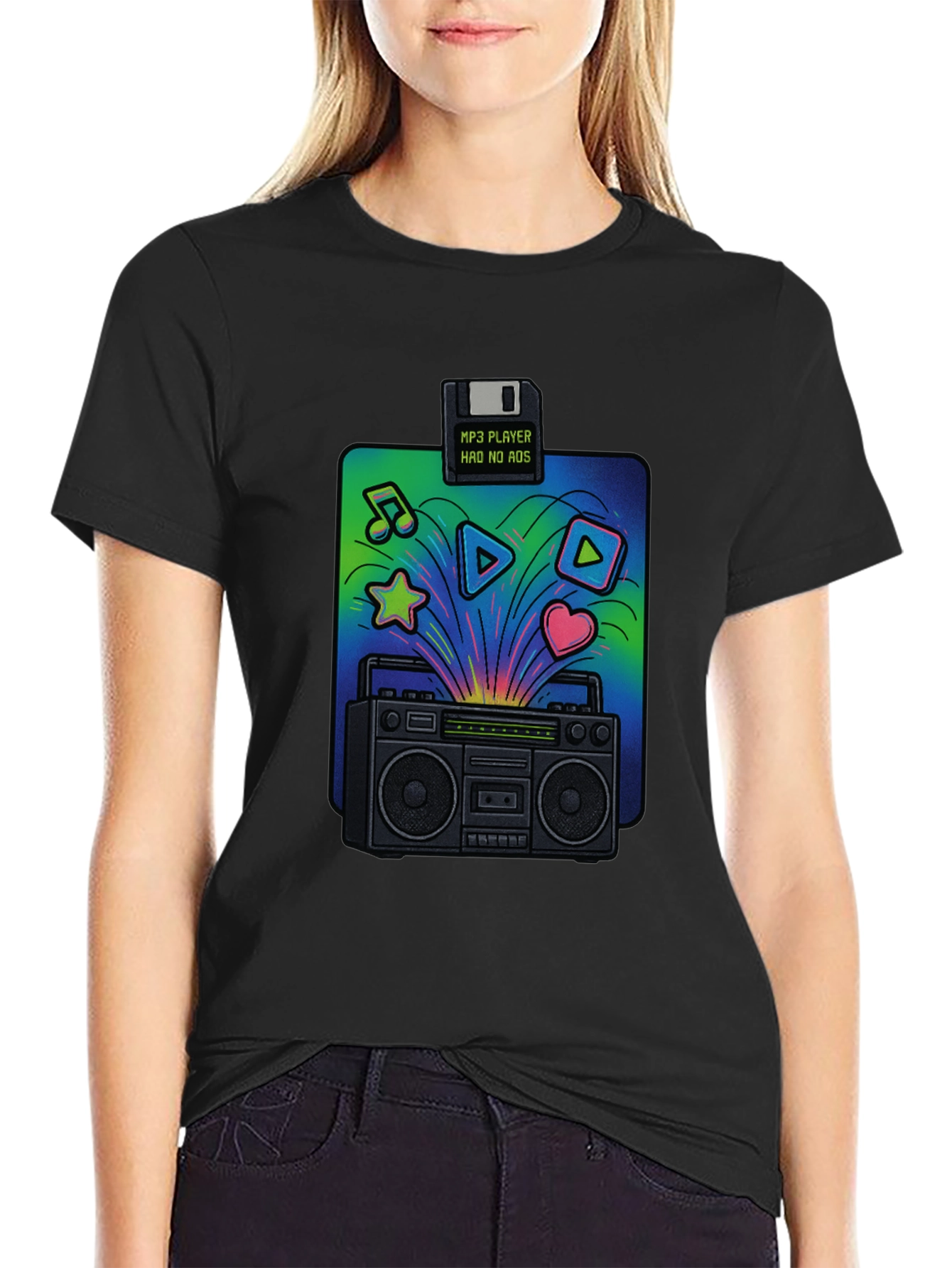 Retro Boombox T-Shirt: 80s Music Vibes