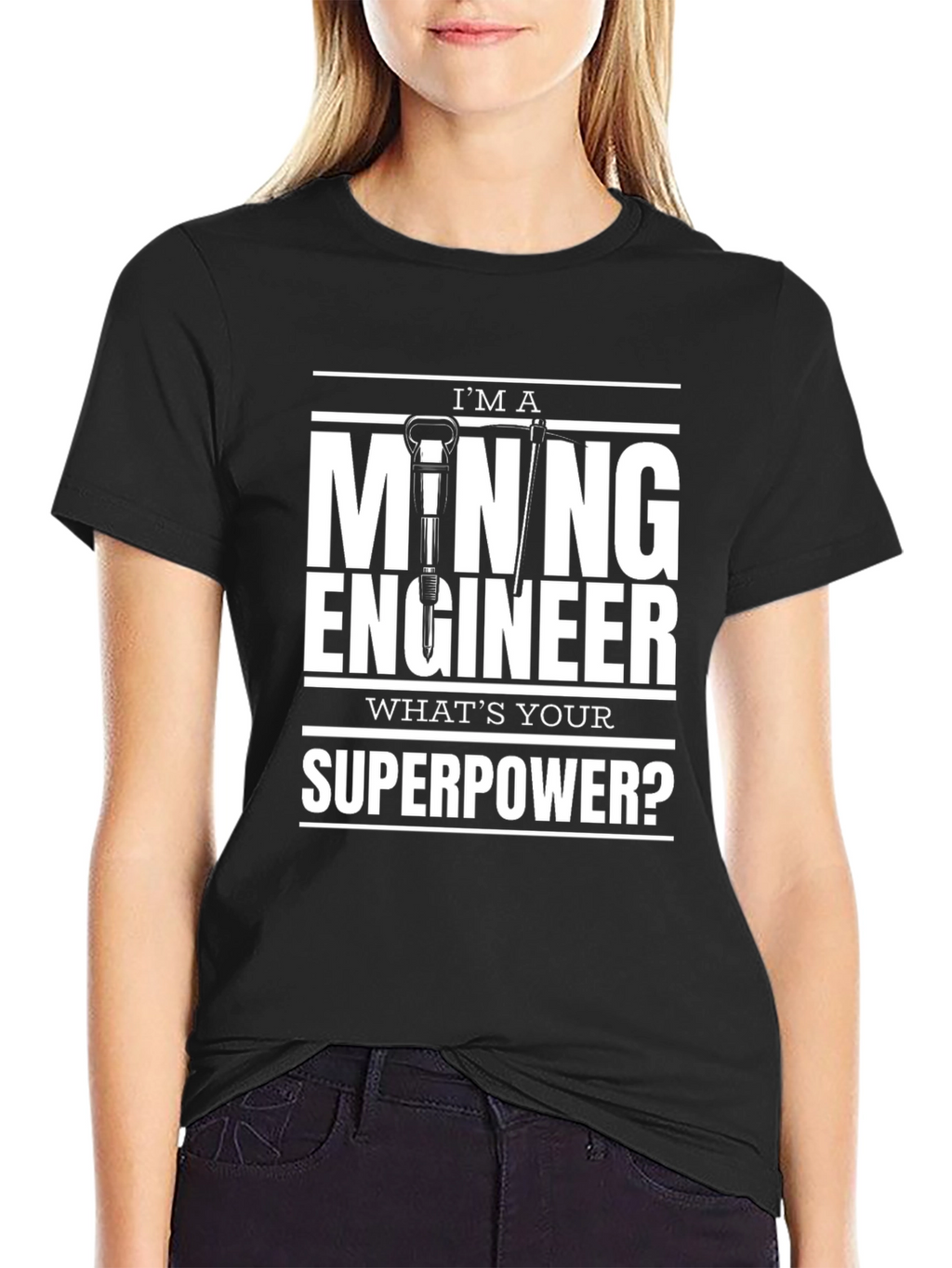 Mining Engineer Superpower T-Shirt - Black Cotton Tee