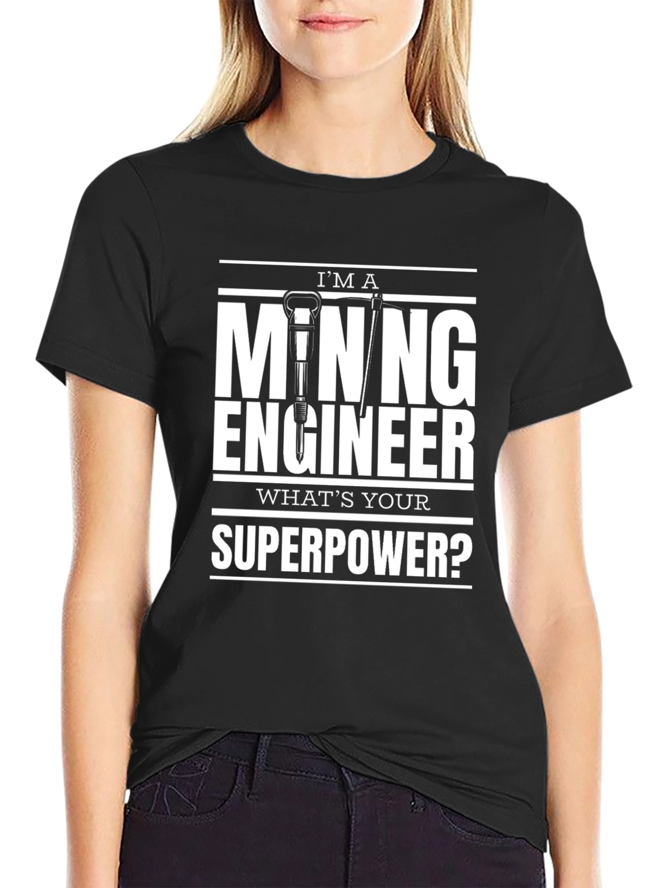 Mining Engineer Superpower T-Shirt - Black Cotton Tee