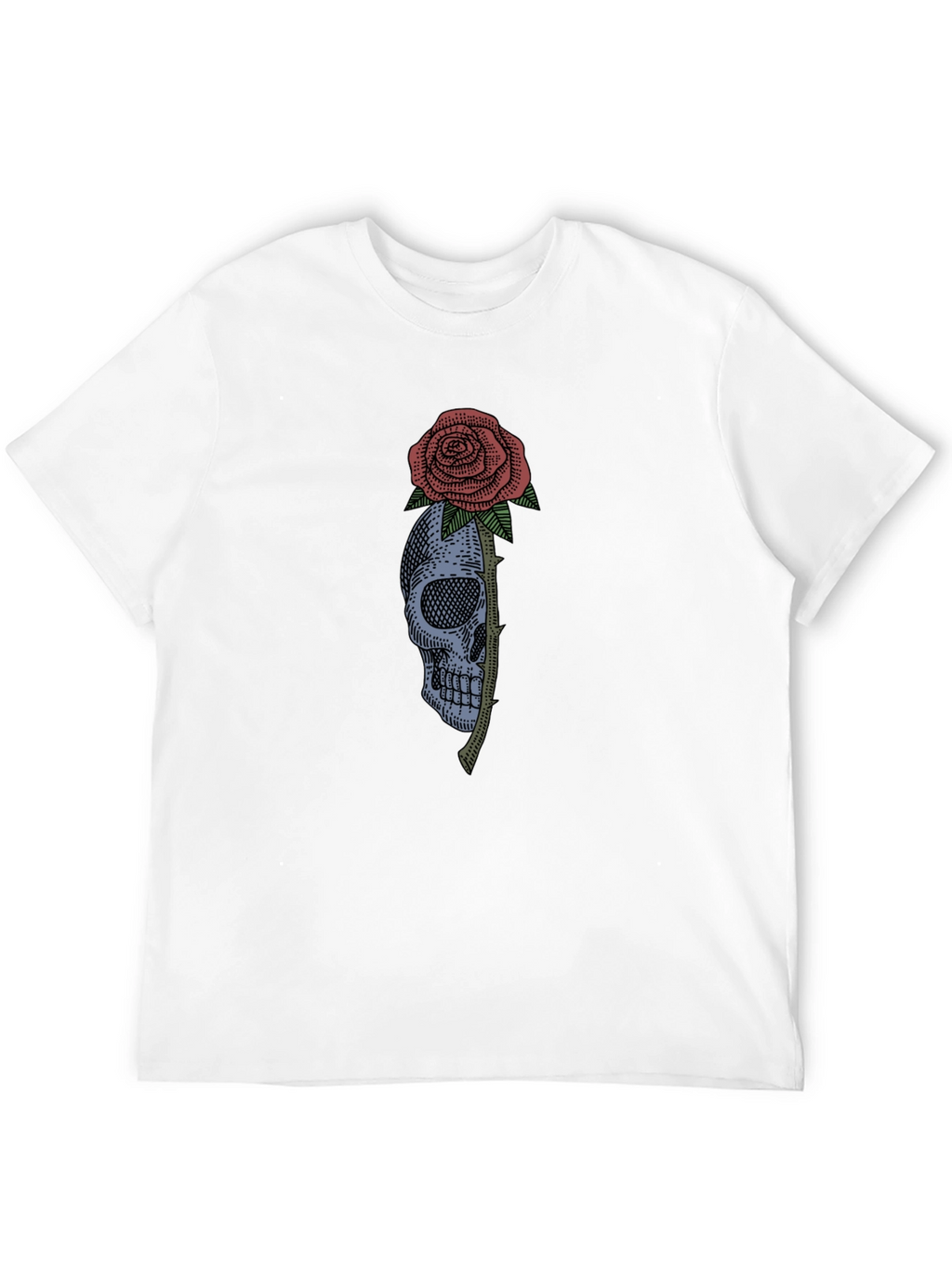 Skull & Rose Graphic Tee - Black Cotton T-Shirt