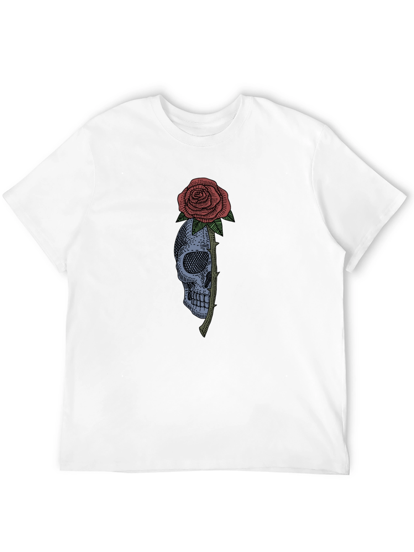 Skull & Rose Graphic Tee - Black Cotton T-Shirt