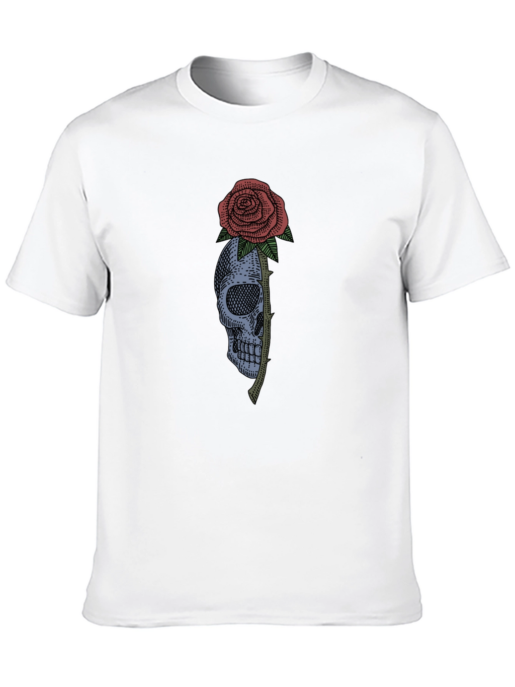 Skull & Rose Graphic Tee - Black Cotton T-Shirt