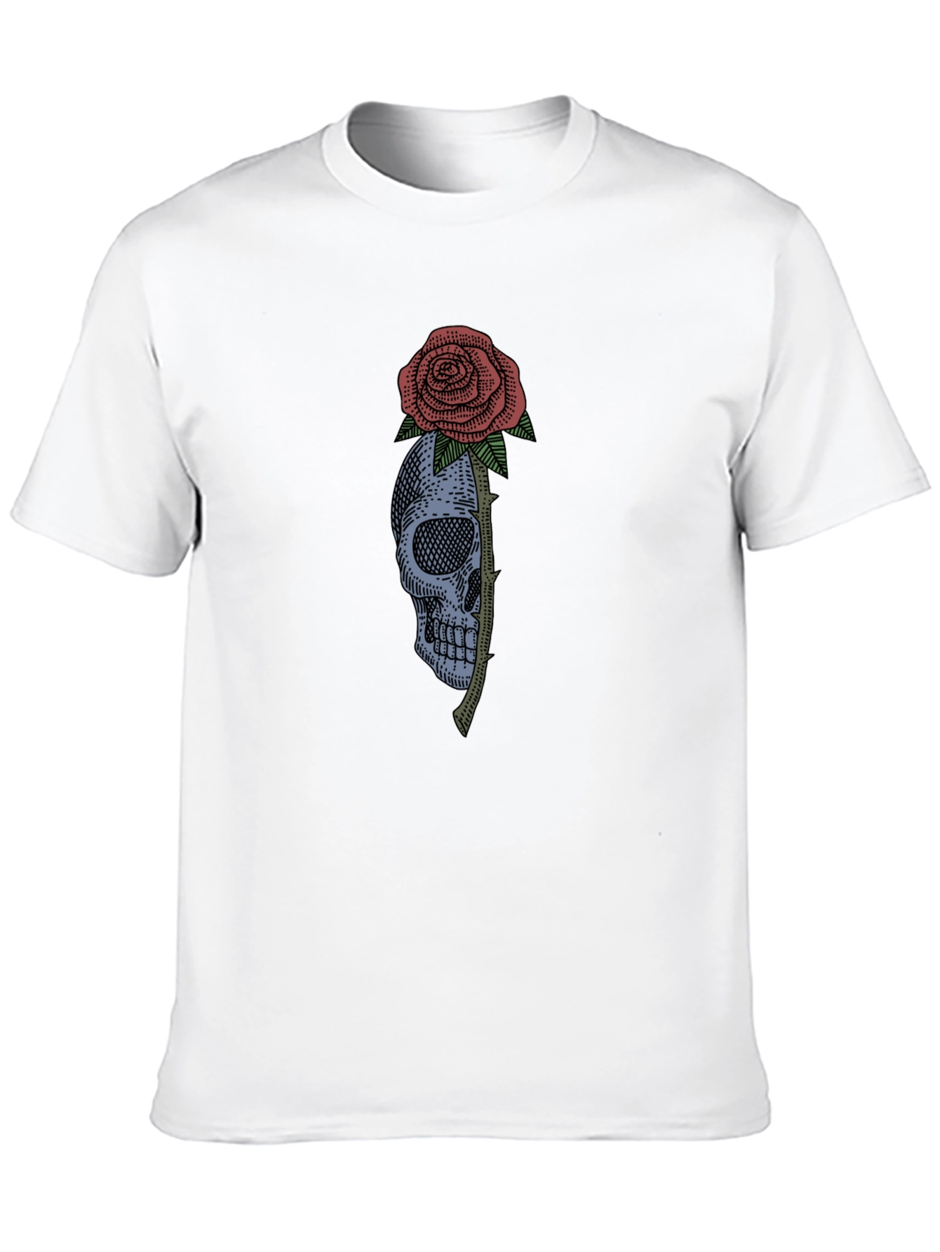 Skull & Rose Graphic Tee - Black Cotton T-Shirt