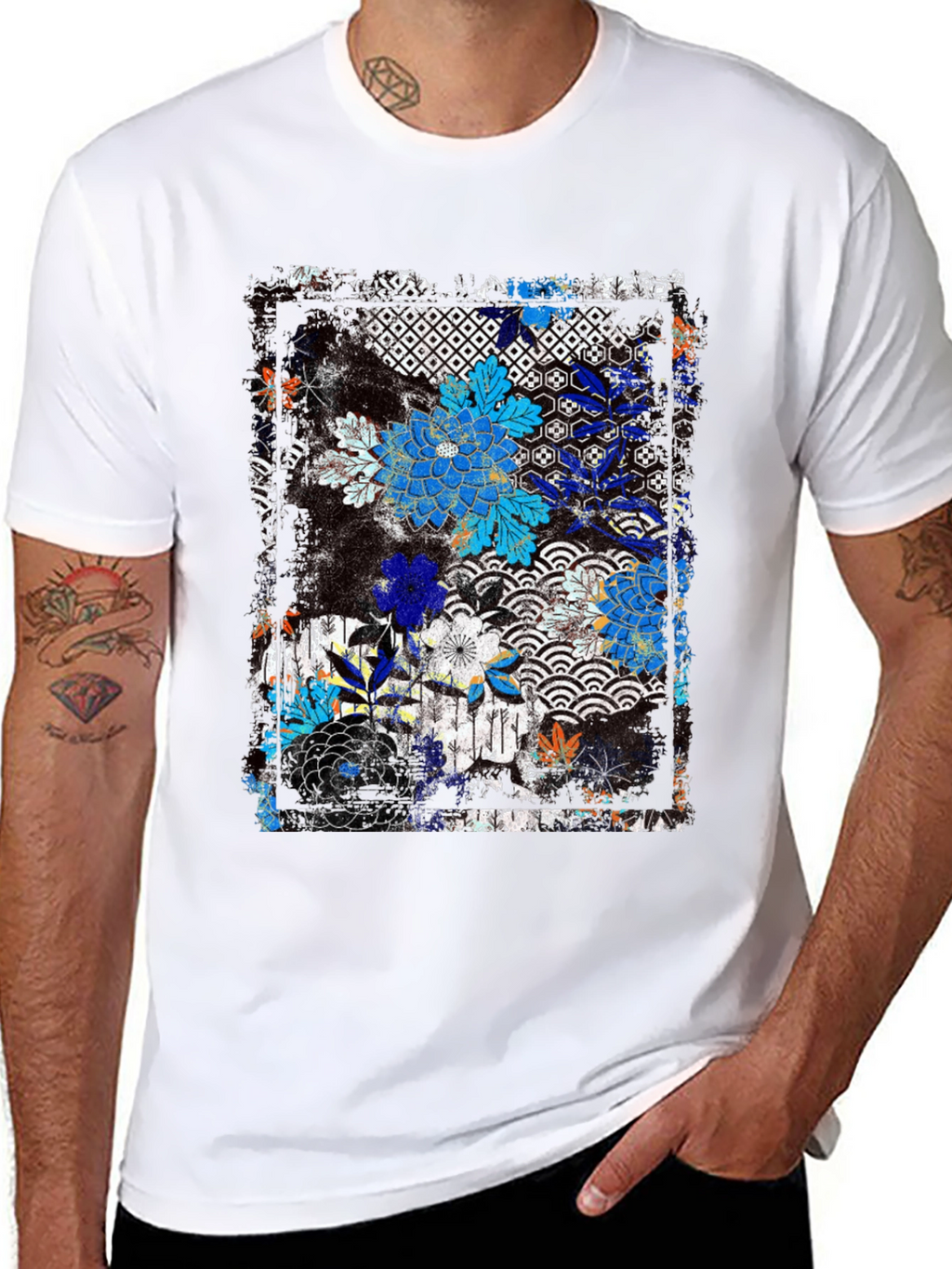 Floral Pattern T-Shirt - Japanese Design