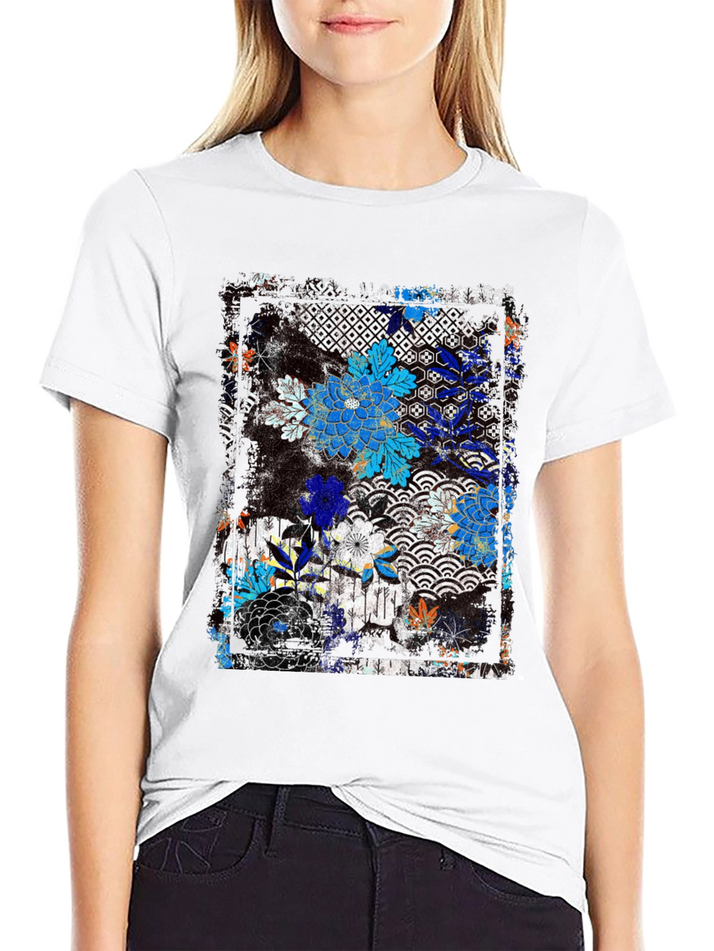 Floral Pattern T-Shirt - Japanese Design