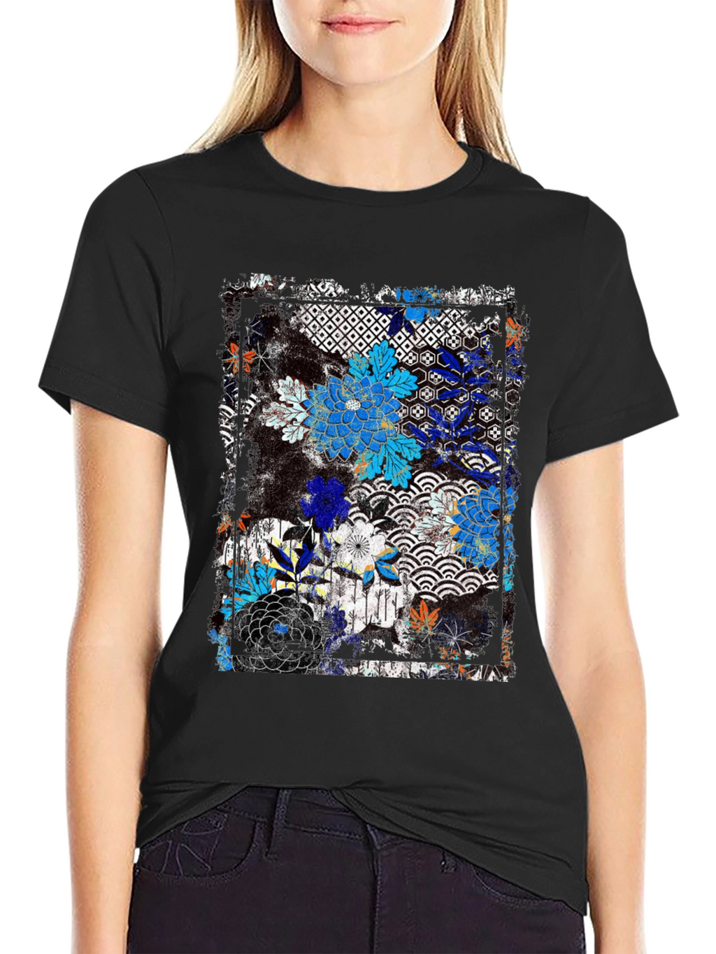 Floral Pattern T-Shirt - Japanese Design