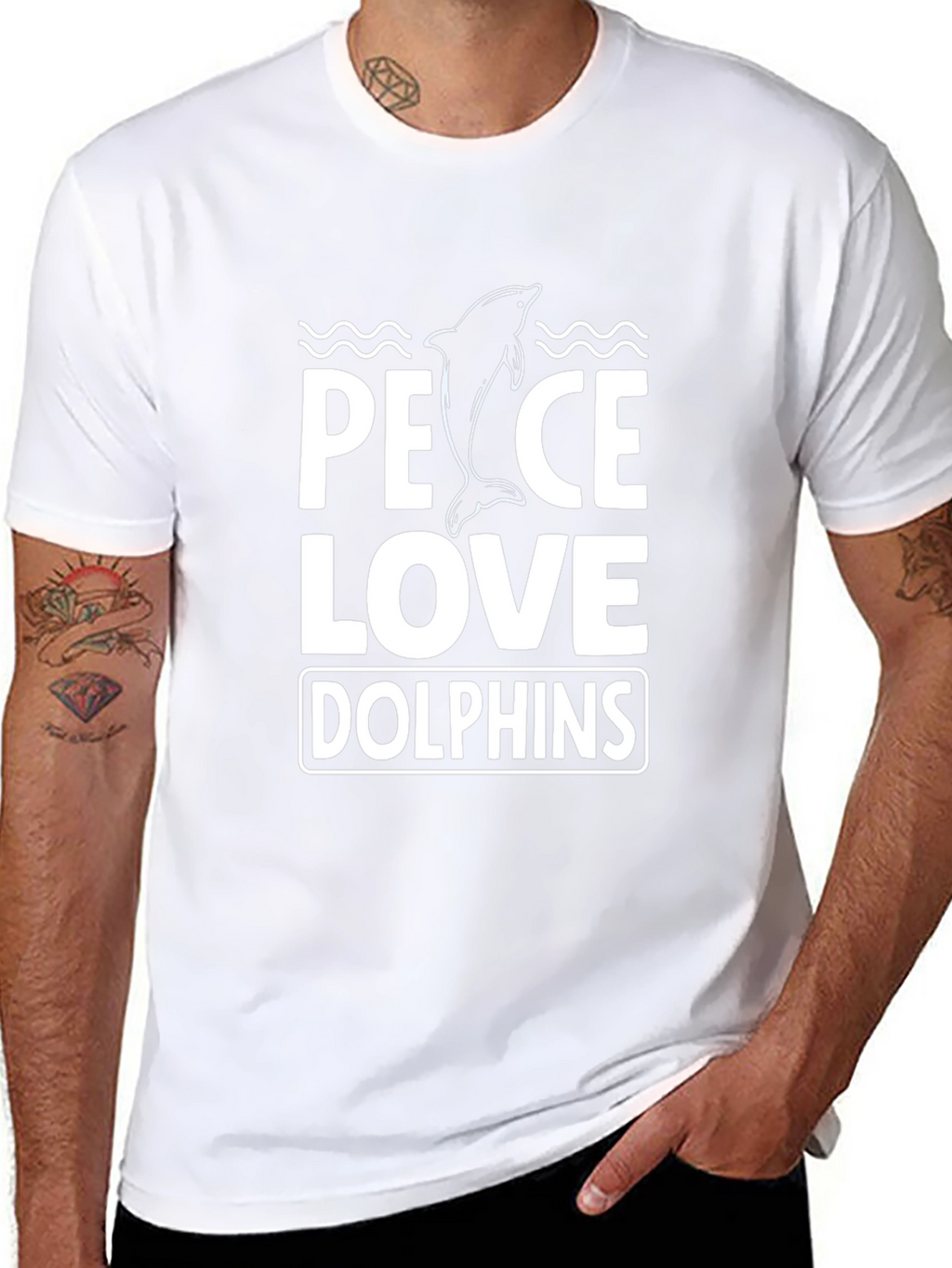 Peace Love Dolphins T-Shirt - Black