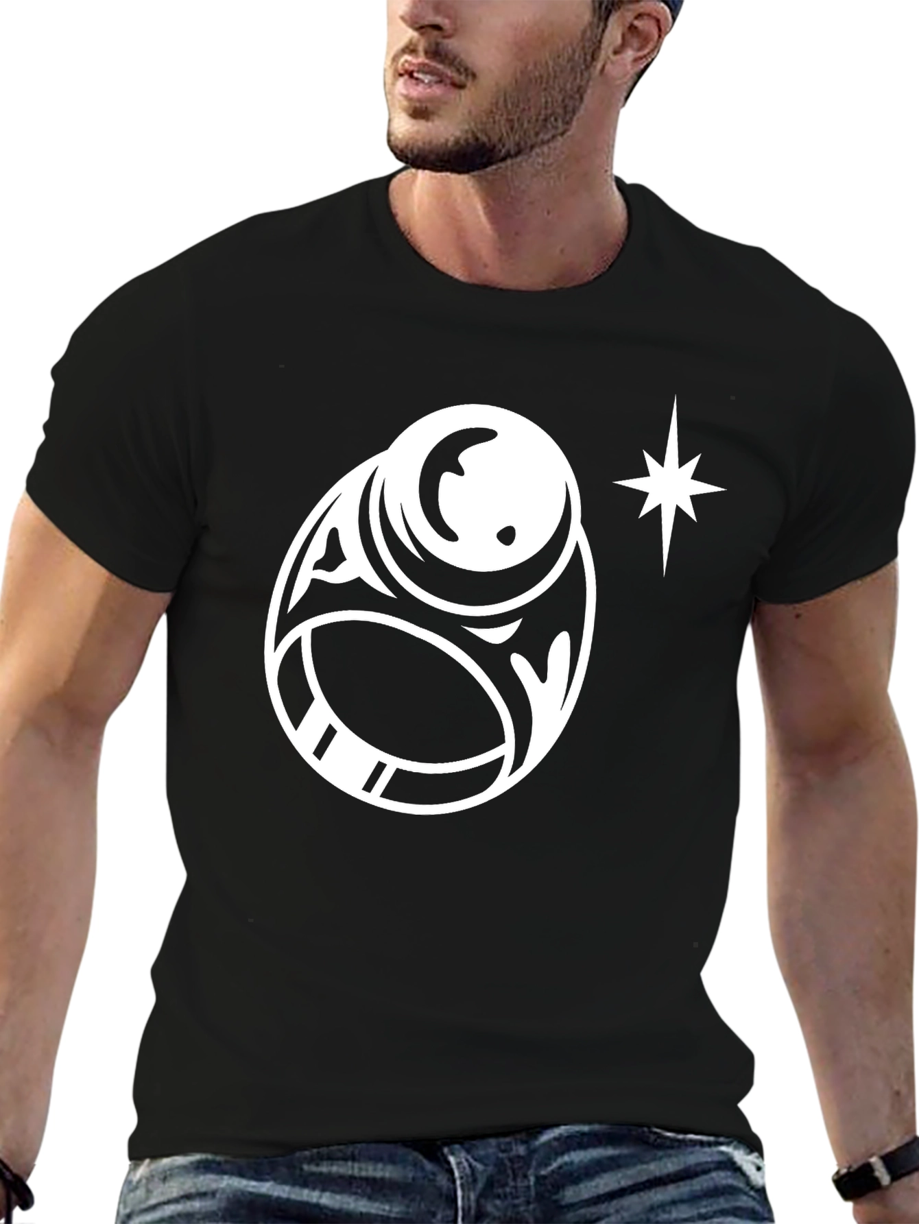 Ring & Star Graphic Tee - Modern Black T-Shirt