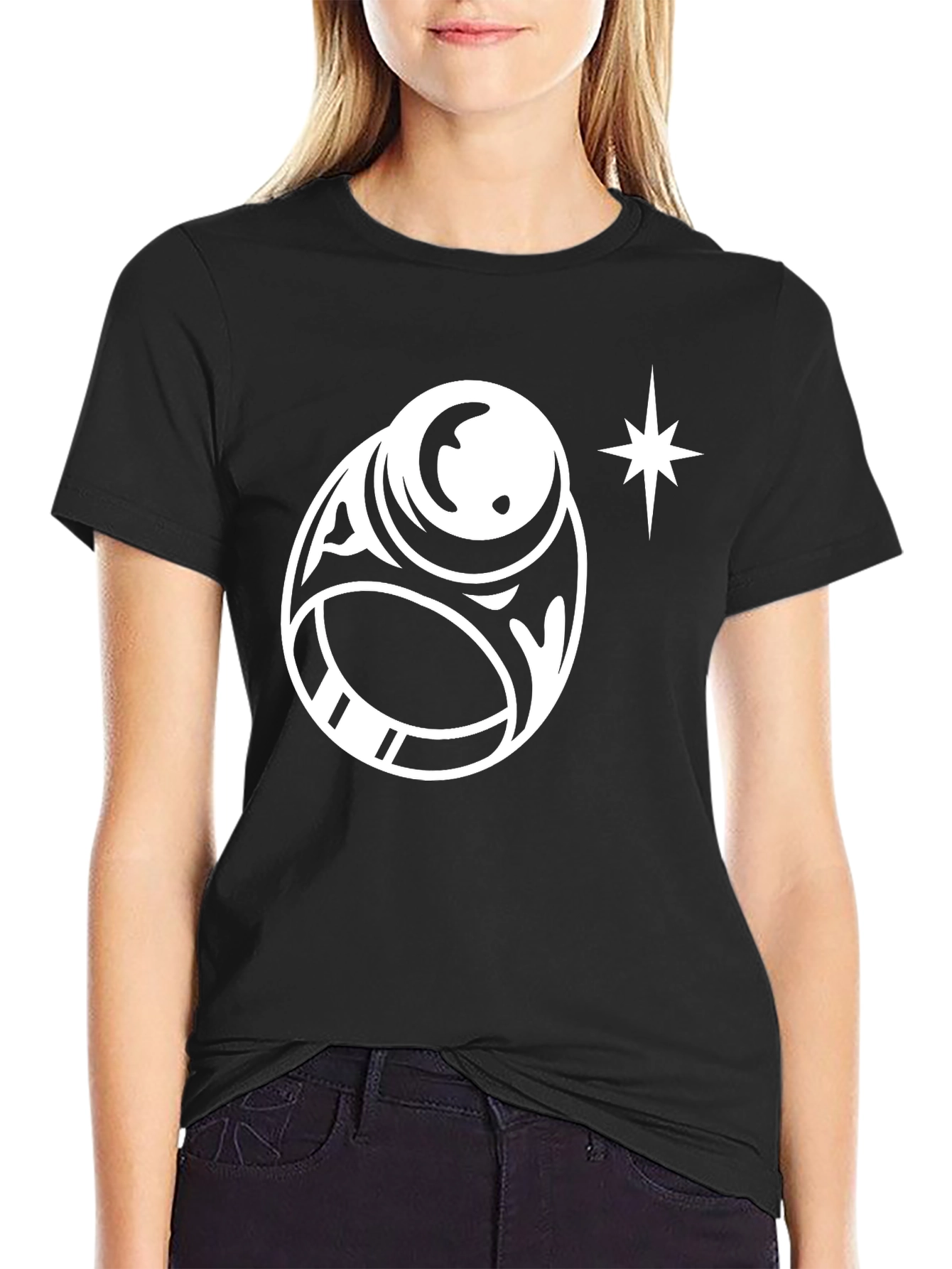 Ring & Star Graphic Tee - Modern Black T-Shirt