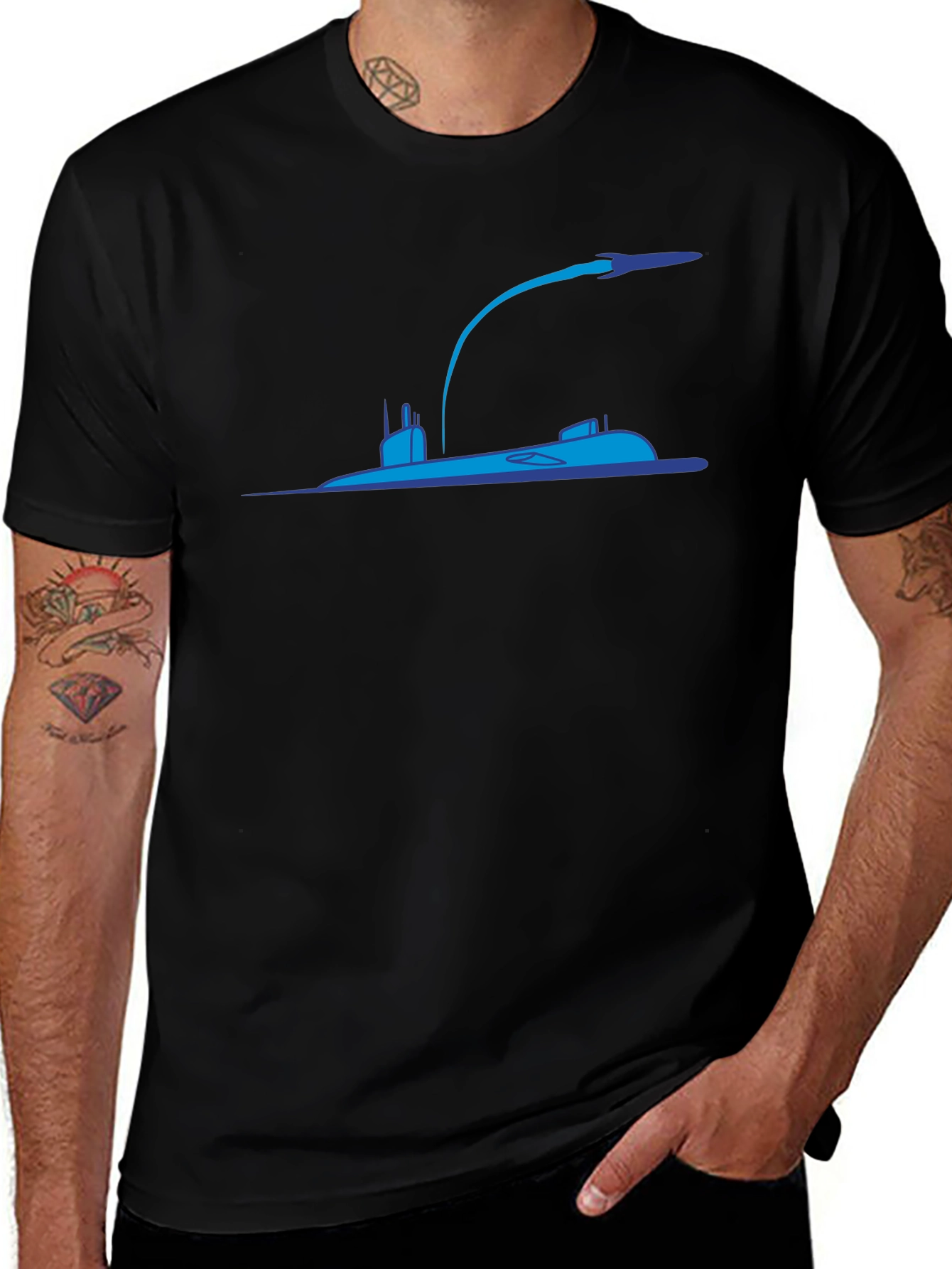 Submarine Rocket Black T-Shirt