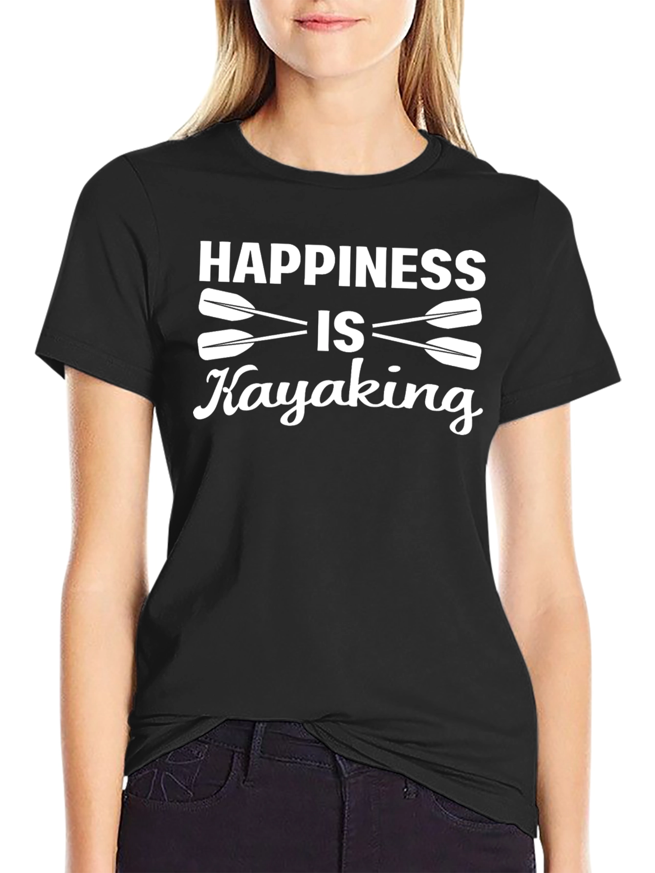 Happiness is Kayaking T-Shirt Black