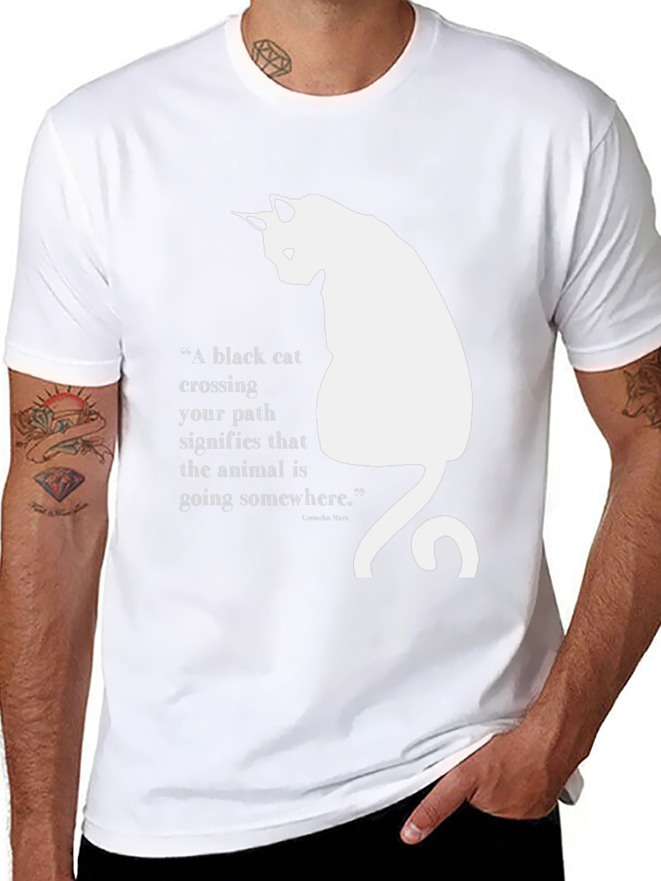 Black Cat Quote T-Shirt - Unisex Cotton Tee