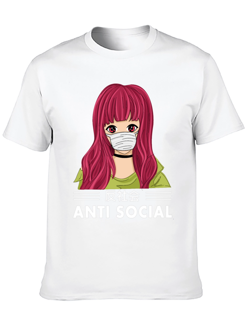 Anti Social Anime Girl T-Shirt Black Cotton