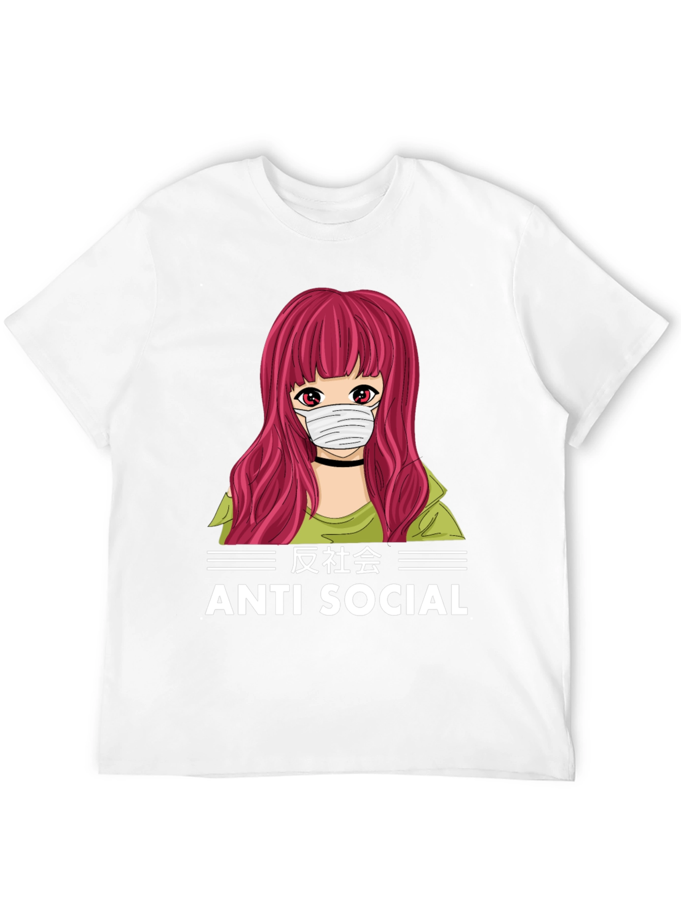 Anti Social Anime Girl T-Shirt Black Cotton