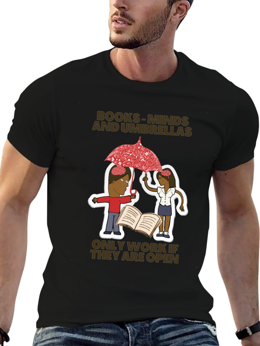 Books Minds and Umbrellas Graphic T-Shirt