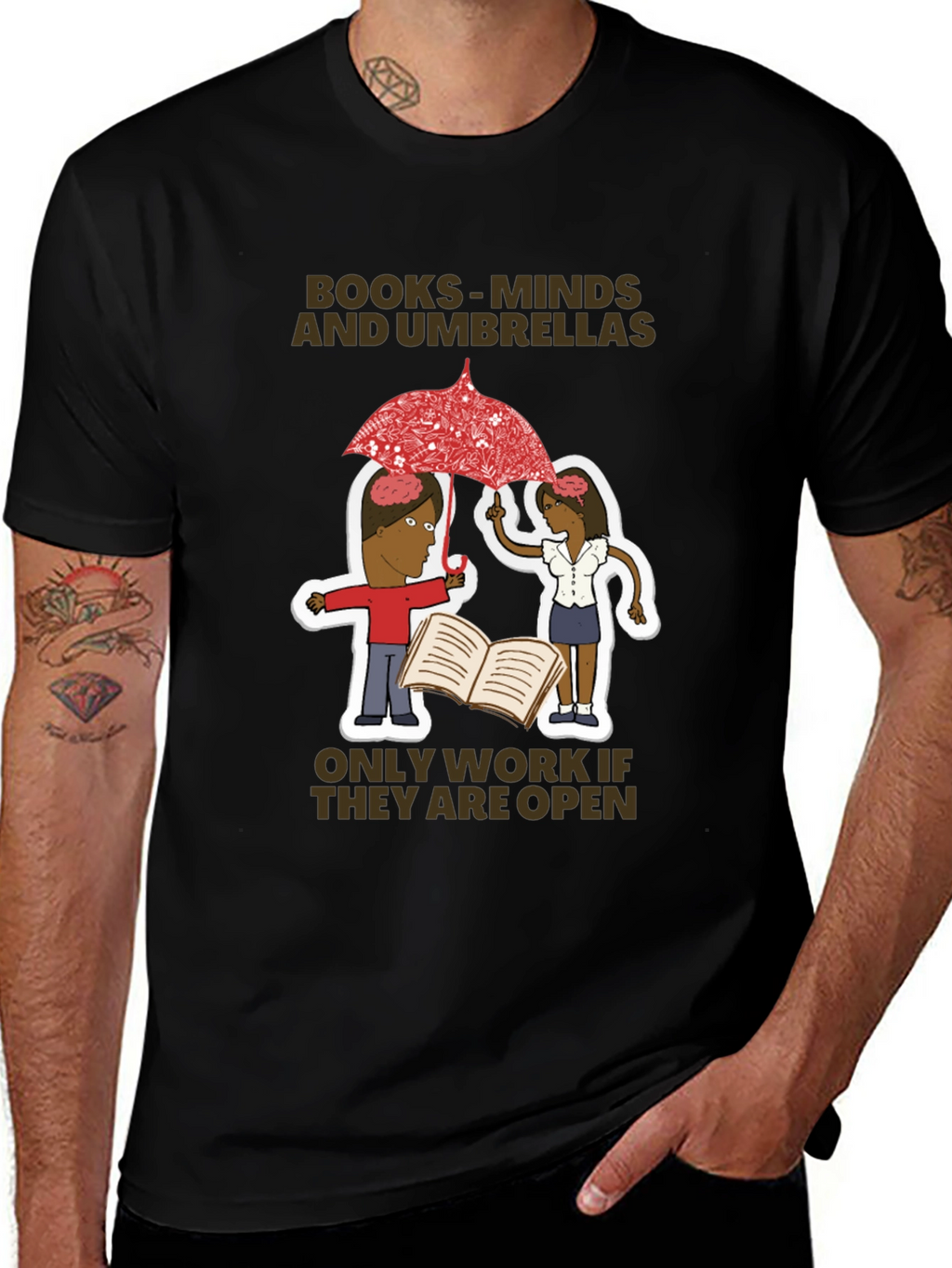 Books Minds and Umbrellas Graphic T-Shirt