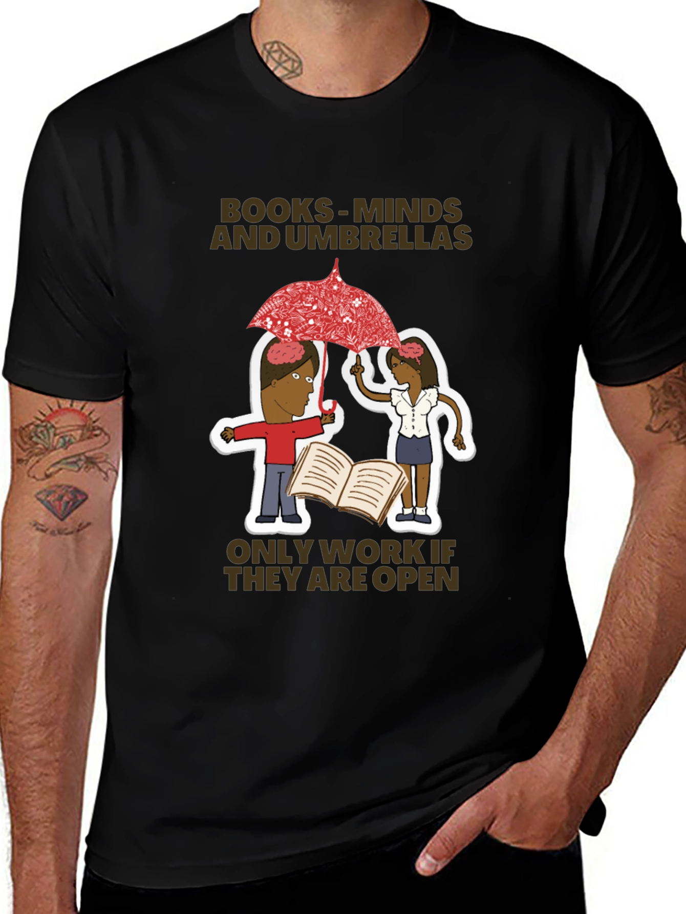 Books Minds and Umbrellas Graphic T-Shirt