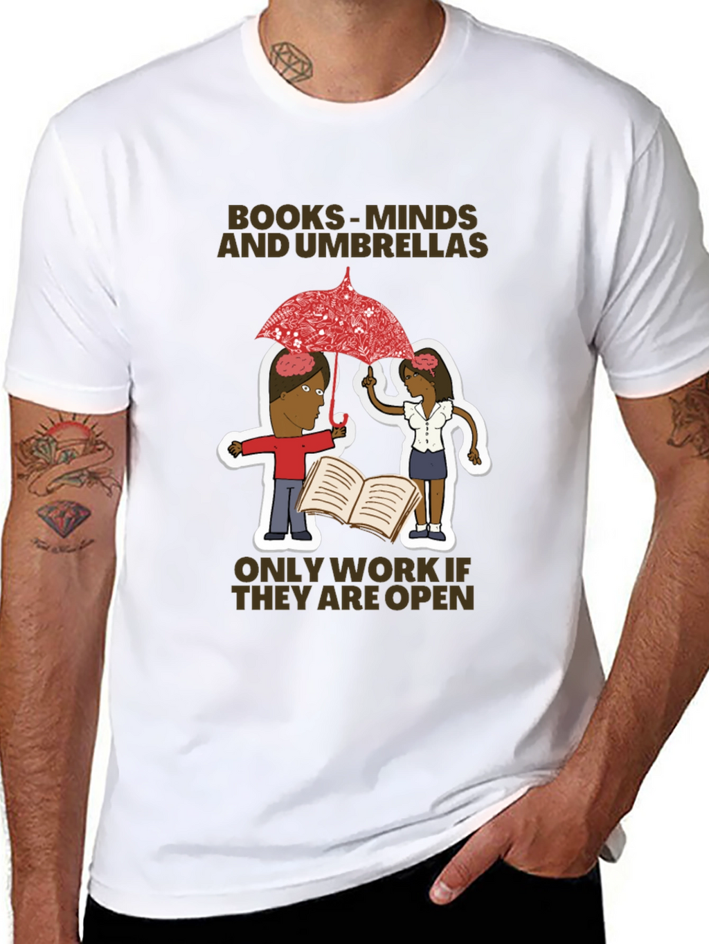 Books Minds and Umbrellas Graphic T-Shirt