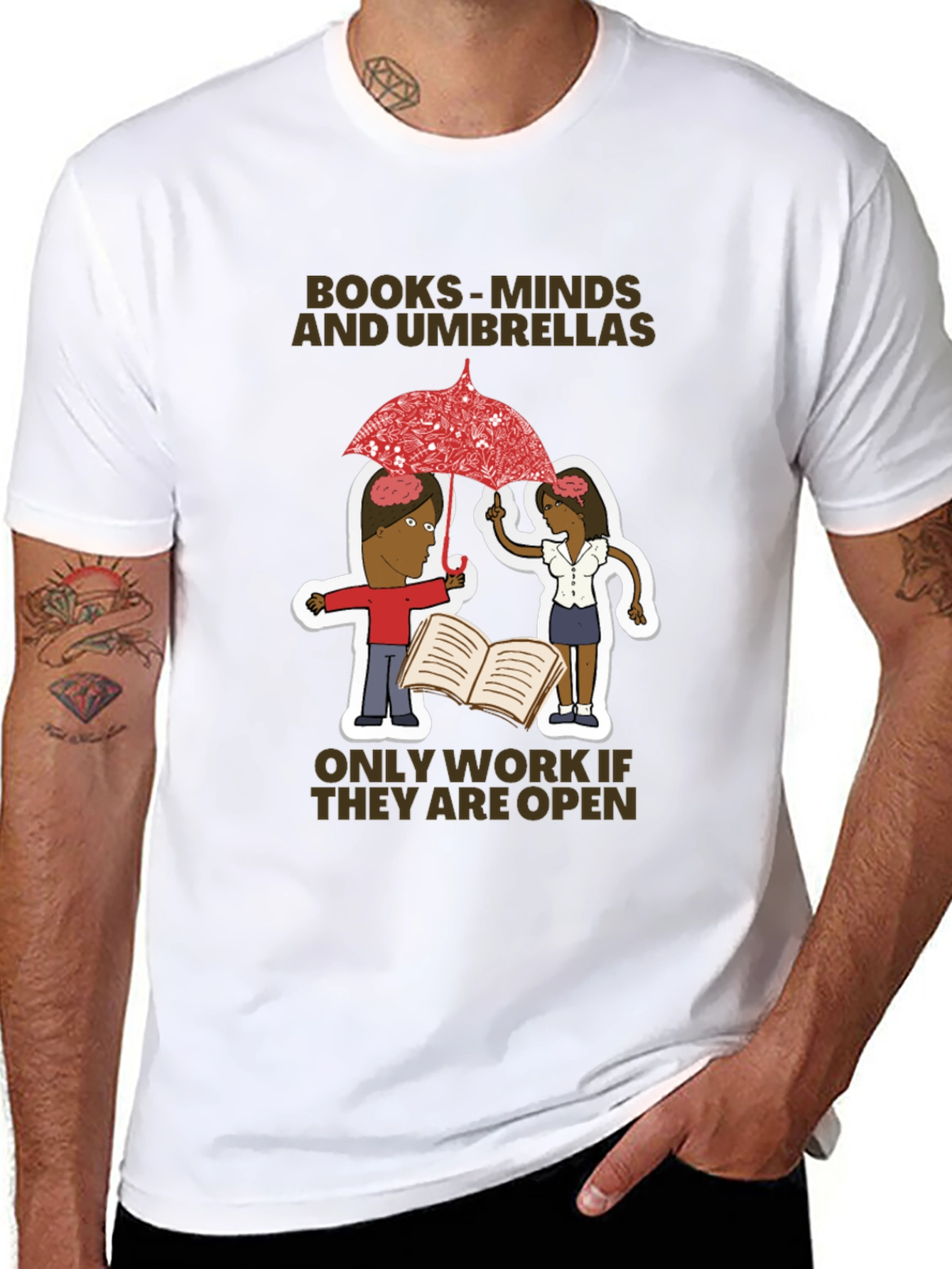 Books Minds and Umbrellas Graphic T-Shirt