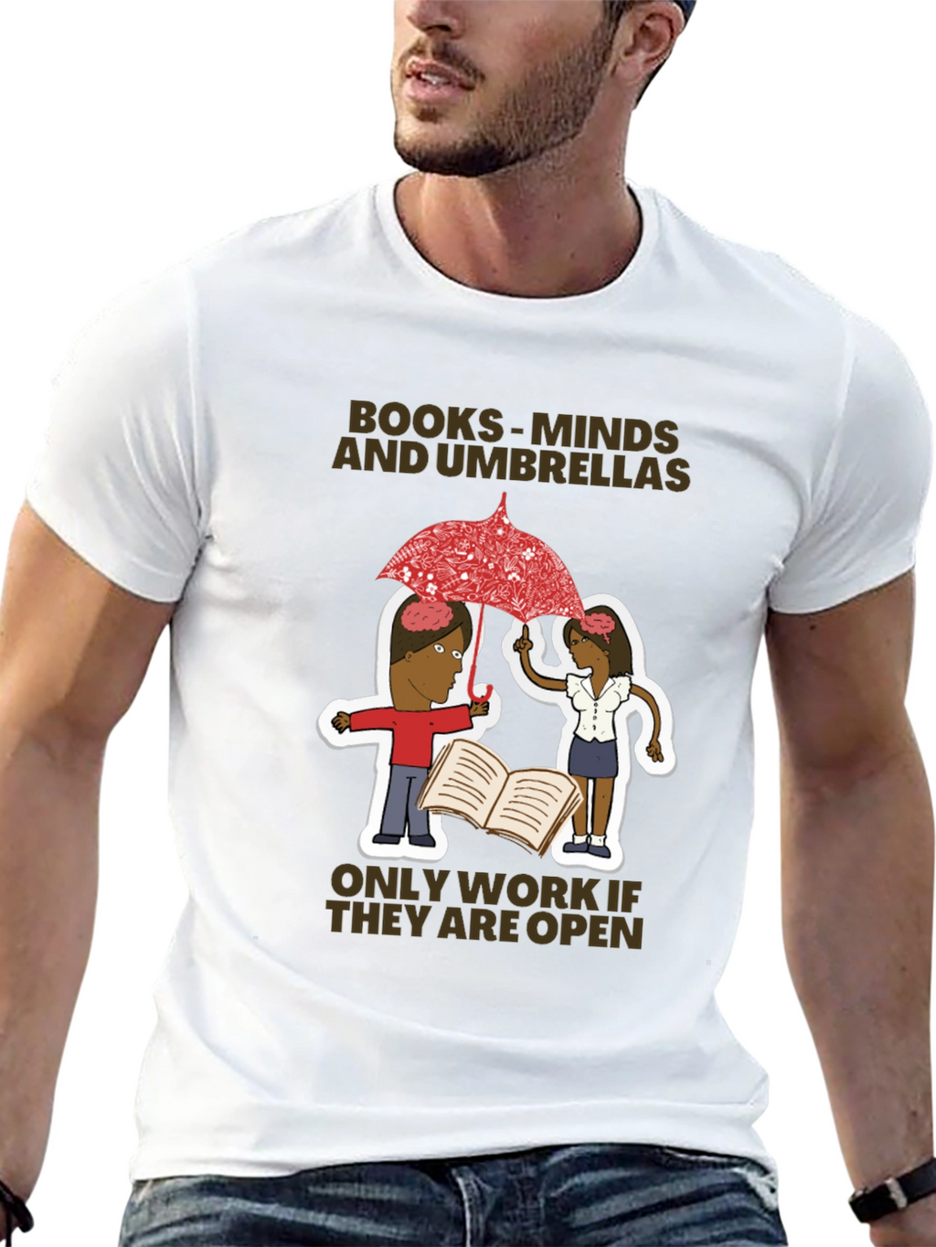 Books Minds and Umbrellas Graphic T-Shirt