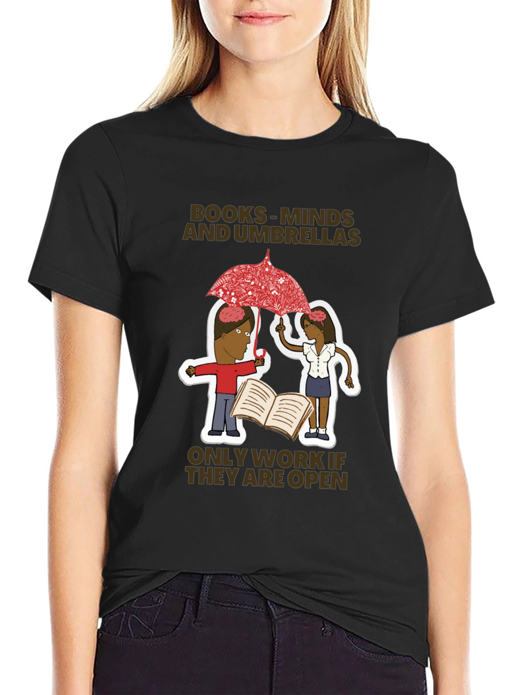 Books Minds and Umbrellas Graphic T-Shirt