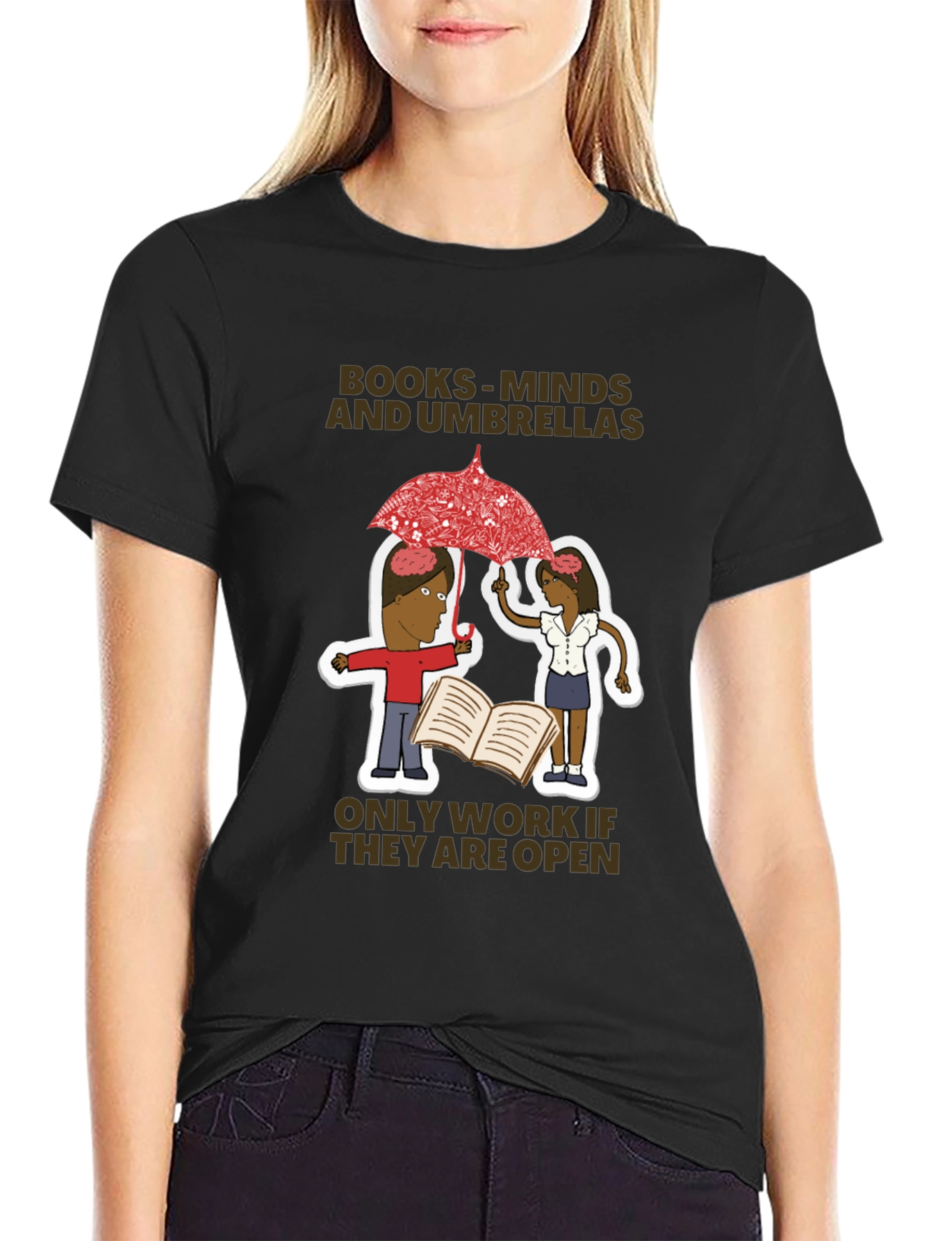 Books Minds and Umbrellas Graphic T-Shirt