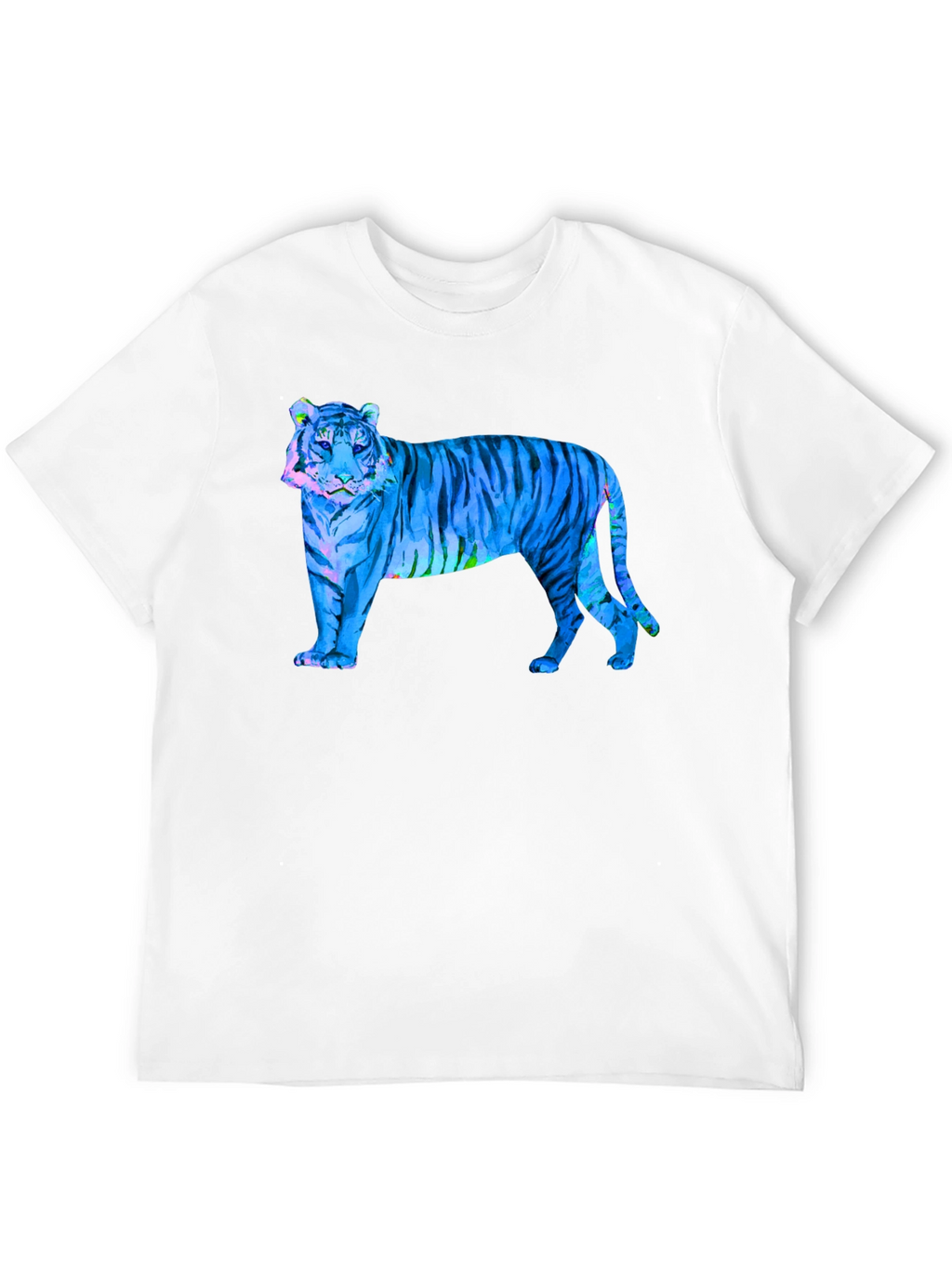 Blue Tiger Graphic Black T-Shirt - Wild Style