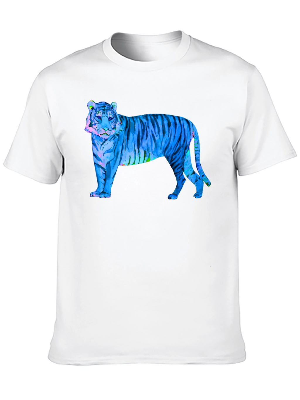 Blue Tiger Graphic Black T-Shirt - Wild Style