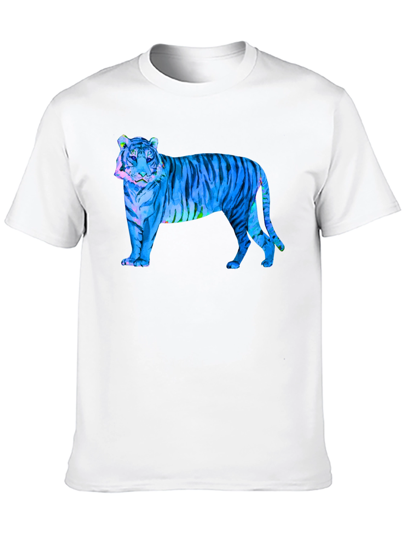 Blue Tiger Graphic Black T-Shirt - Wild Style