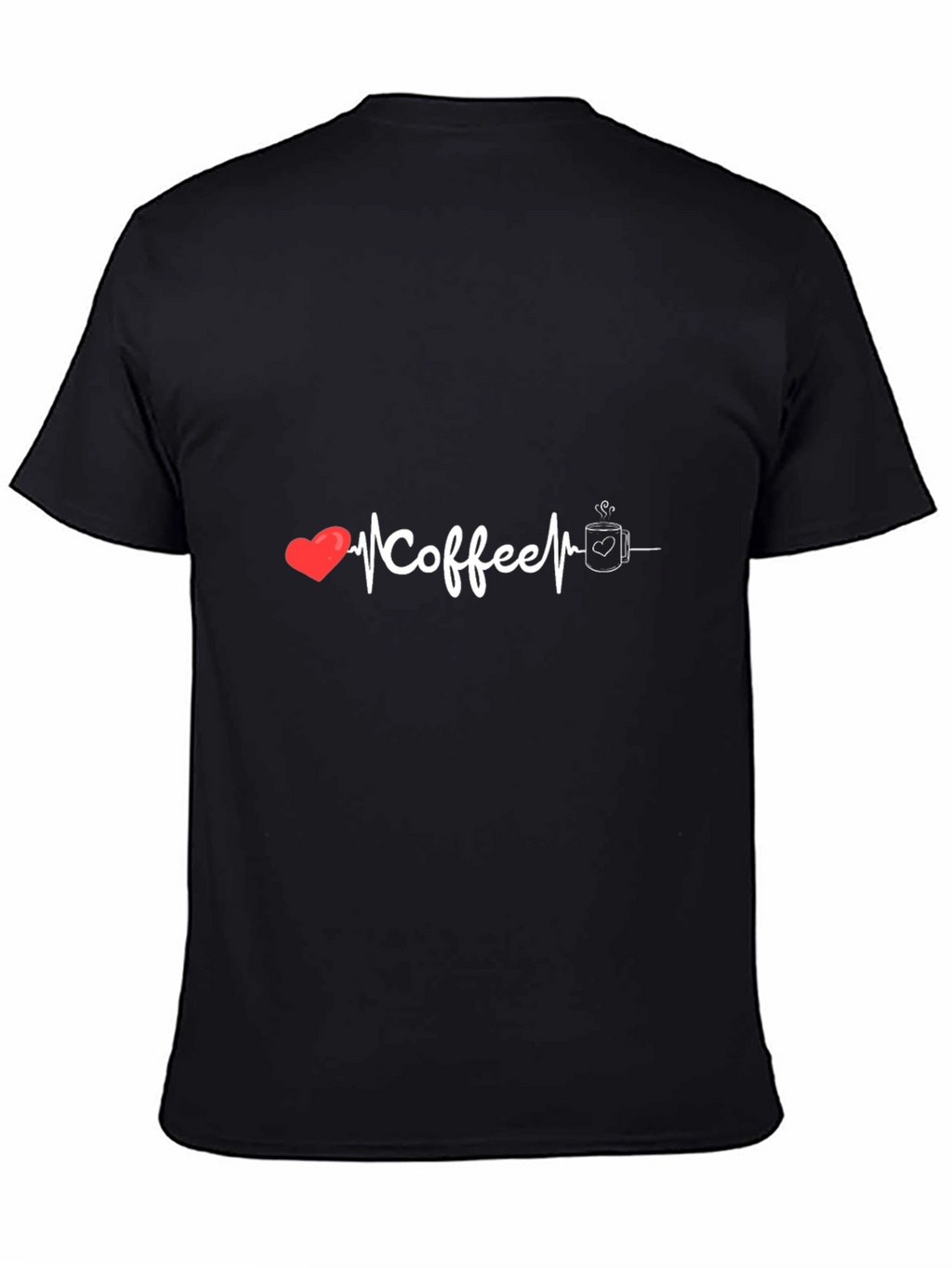 Coffee Heartbeat Graphic Tee - Black Cotton T-Shirt