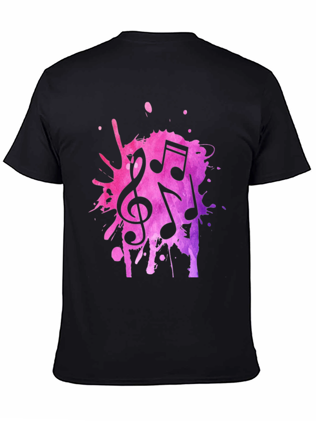 Musical Note Splash Black T-Shirt