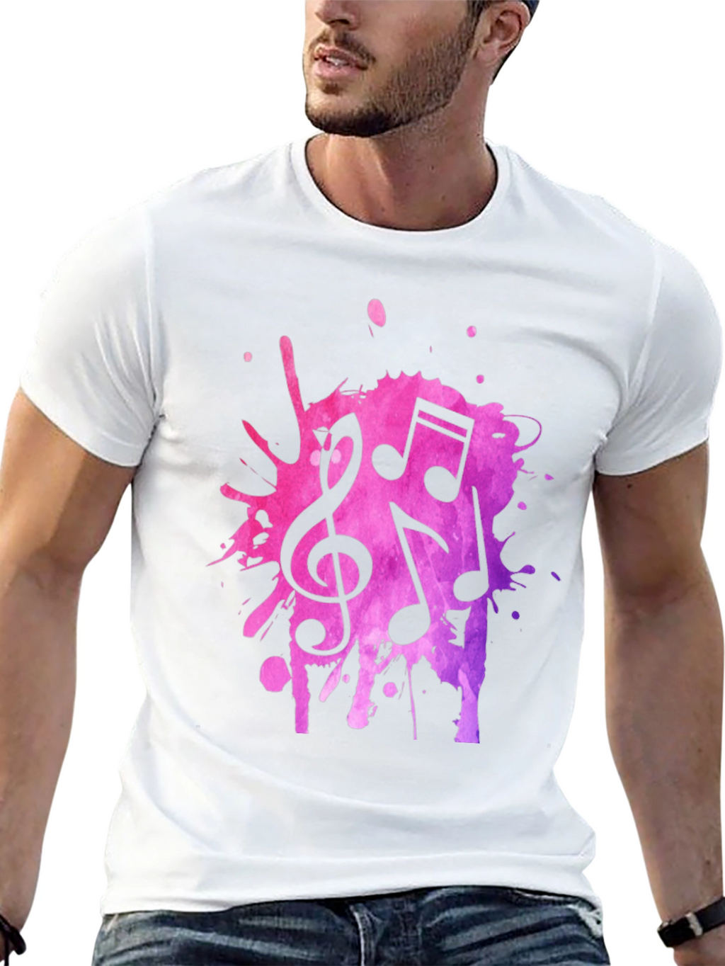 Musical Note Splash Black T-Shirt