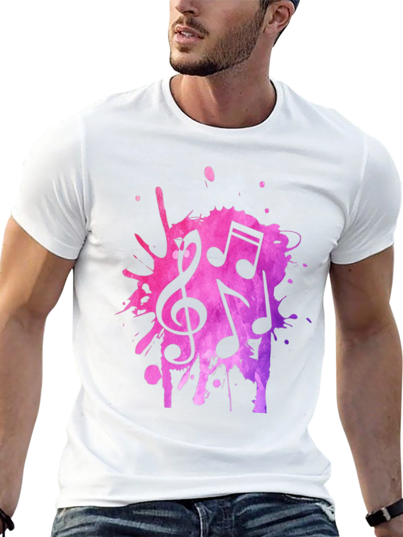 Musical Note Splash Black T-Shirt