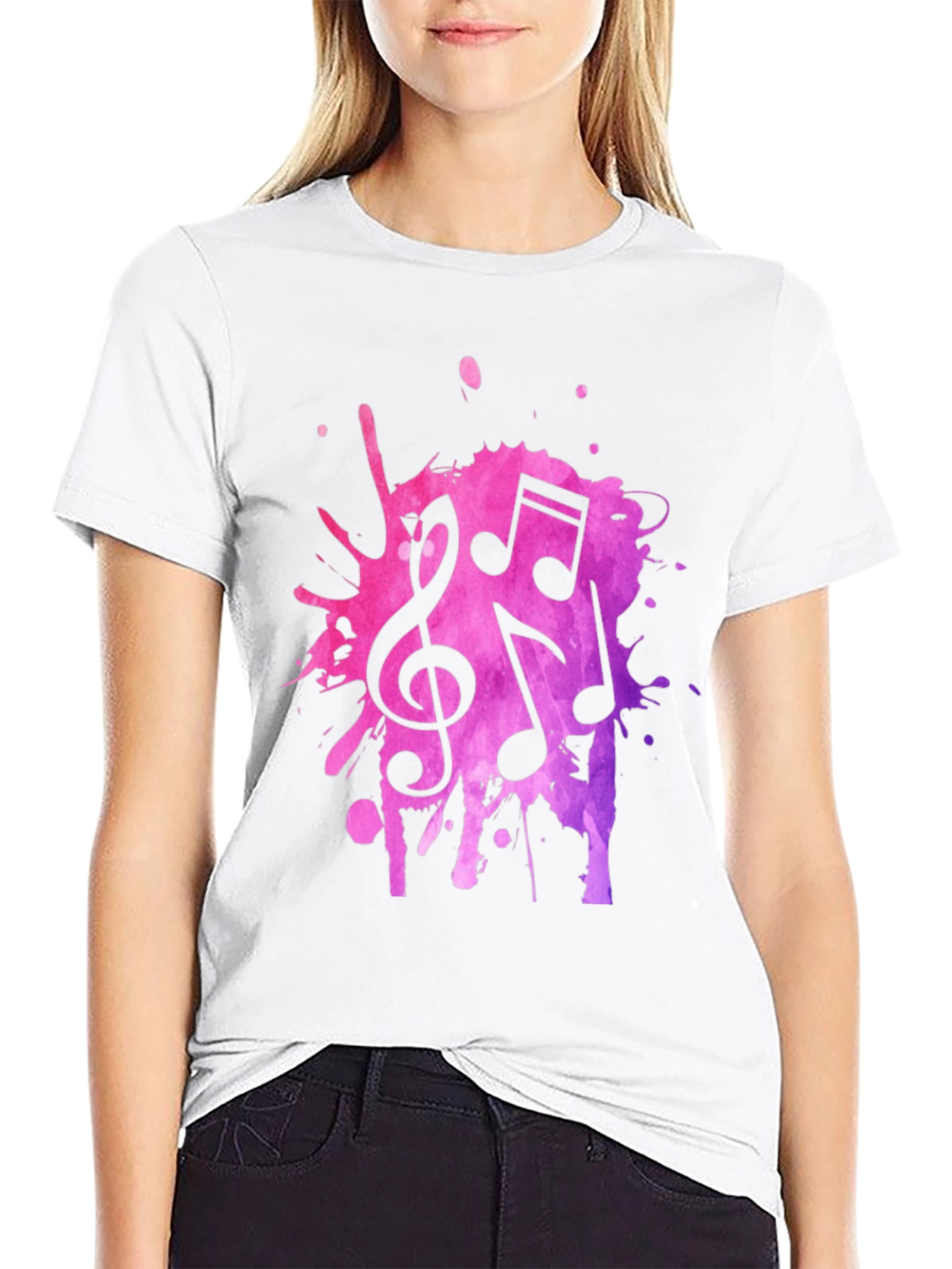 Musical Note Splash Black T-Shirt