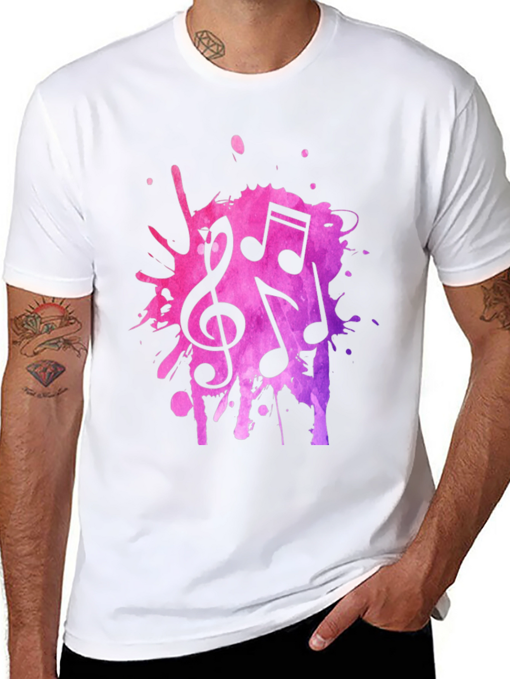 Musical Note Splash Black T-Shirt