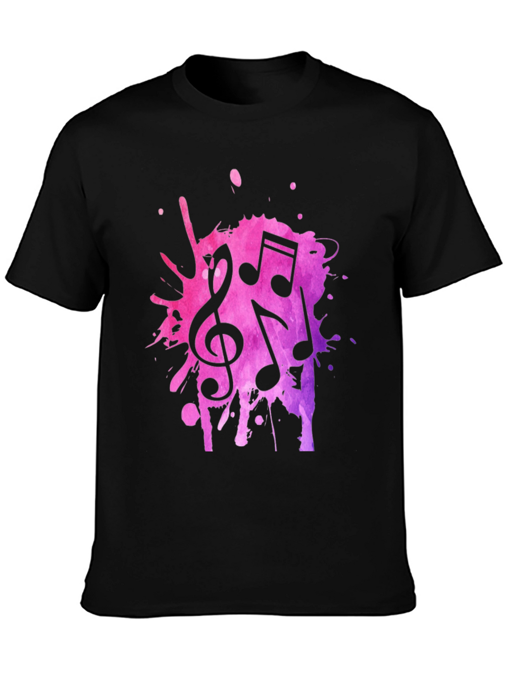 Musical Note Splash Black T-Shirt