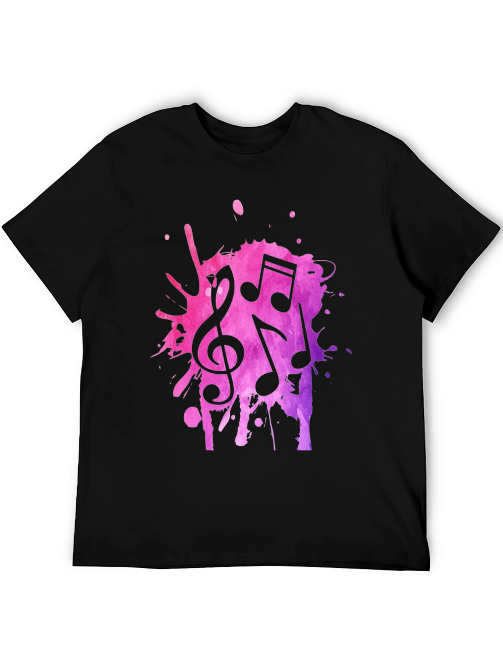 Musical Note Splash Black T-Shirt