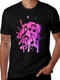 Musical Note Splash Black T-Shirt