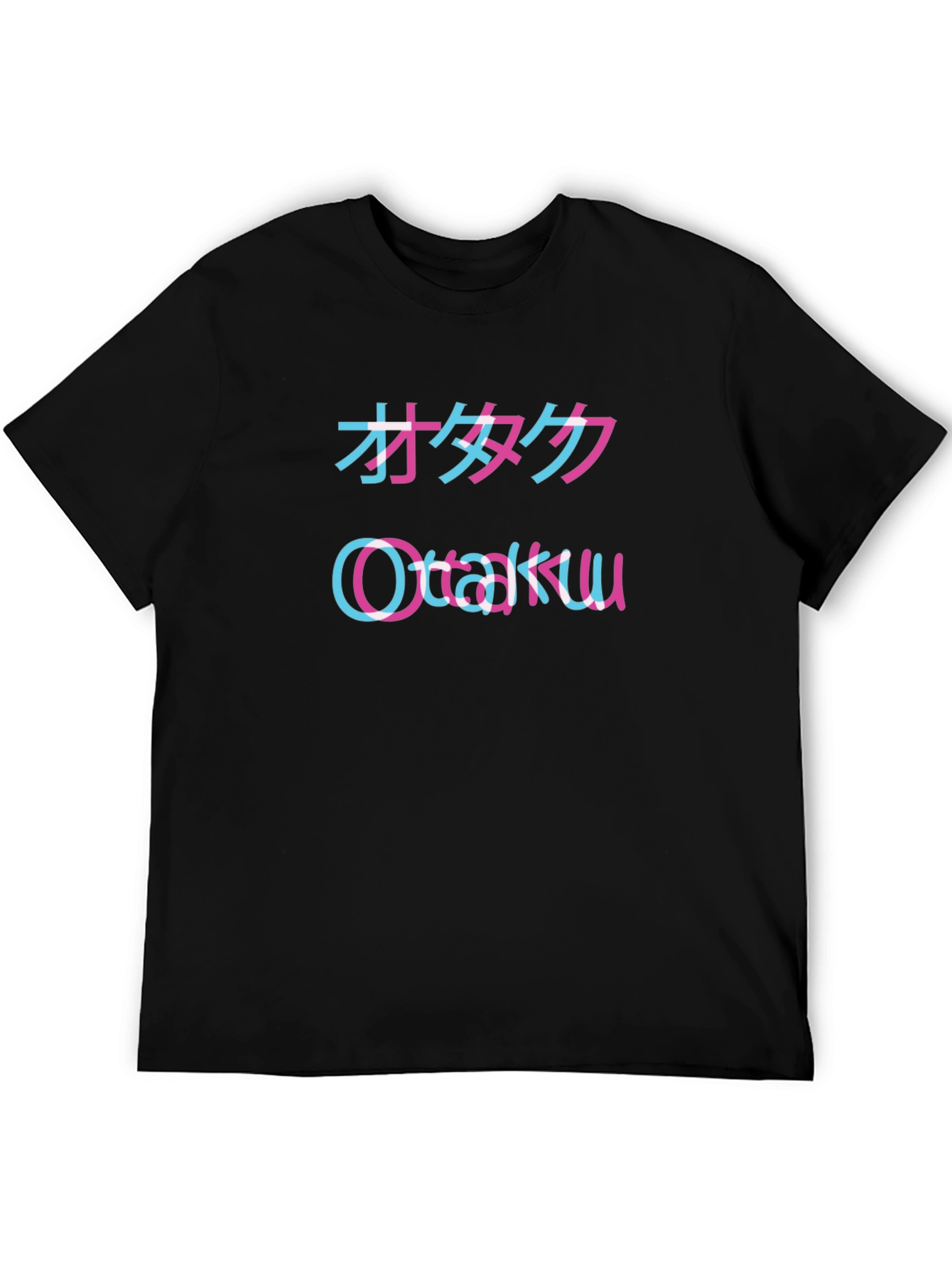 Otaku Glitch Style Black T-Shirt