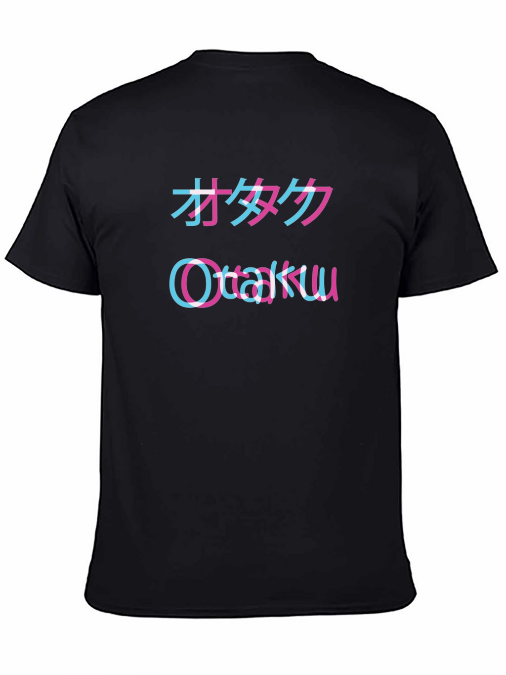 Otaku Glitch Style Black T-Shirt
