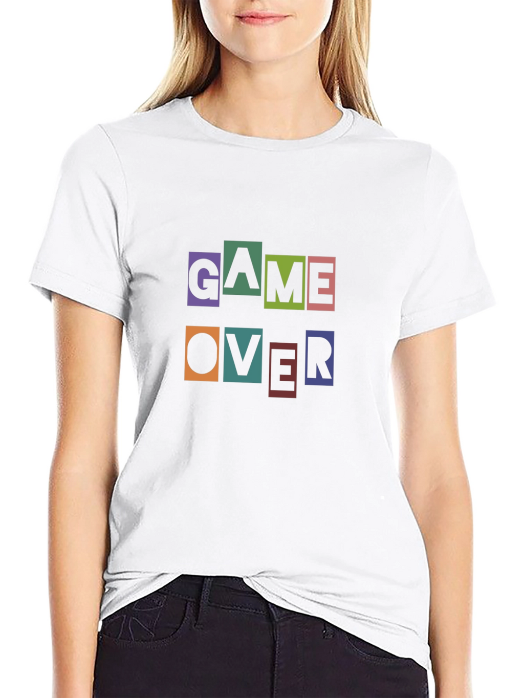 Game Over Graphic Print Black T-Shirt